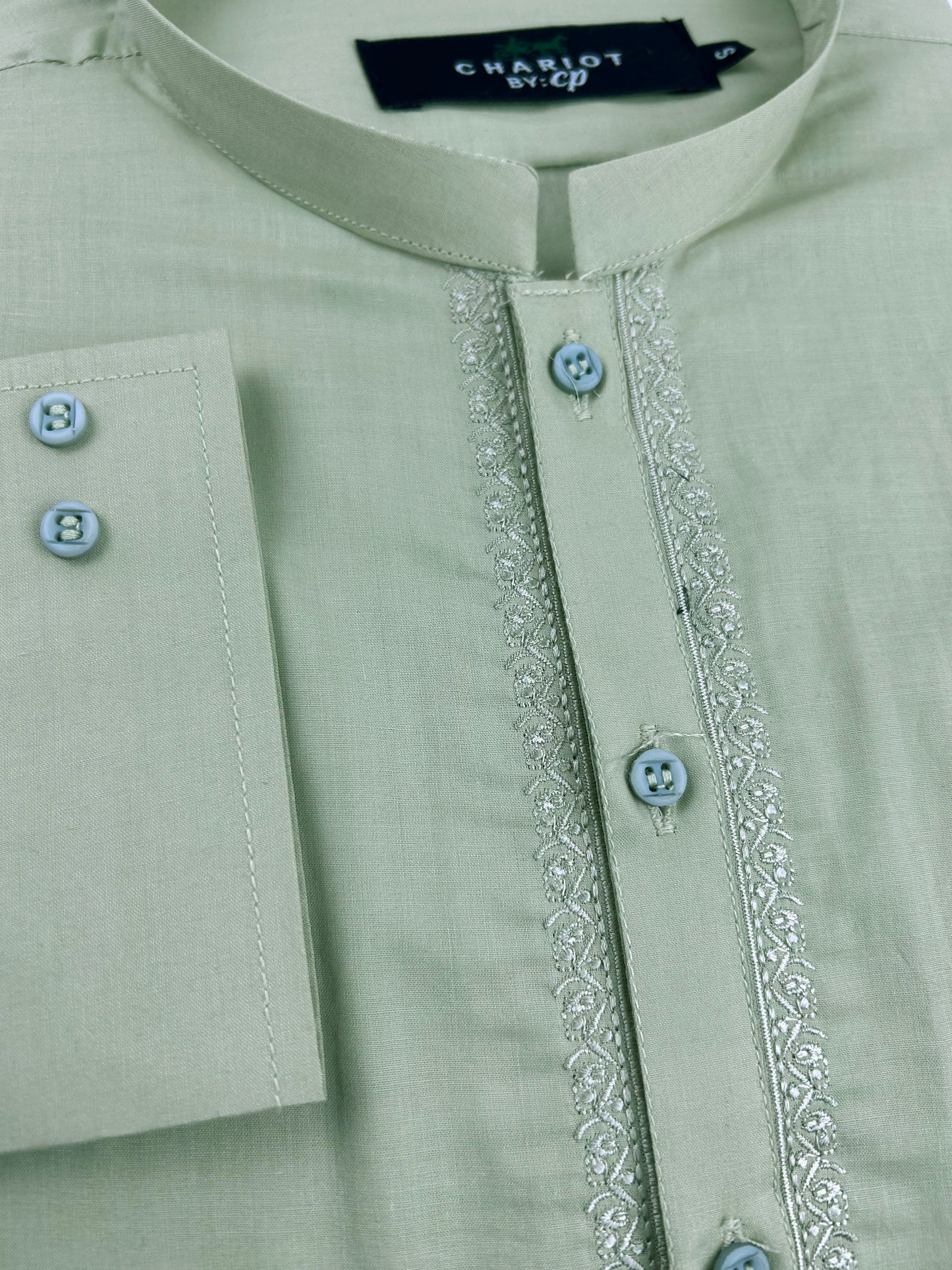 756-9 Pear Green 100% Cotton Stitched Suit Kameez Shalwar For Men MSK160
