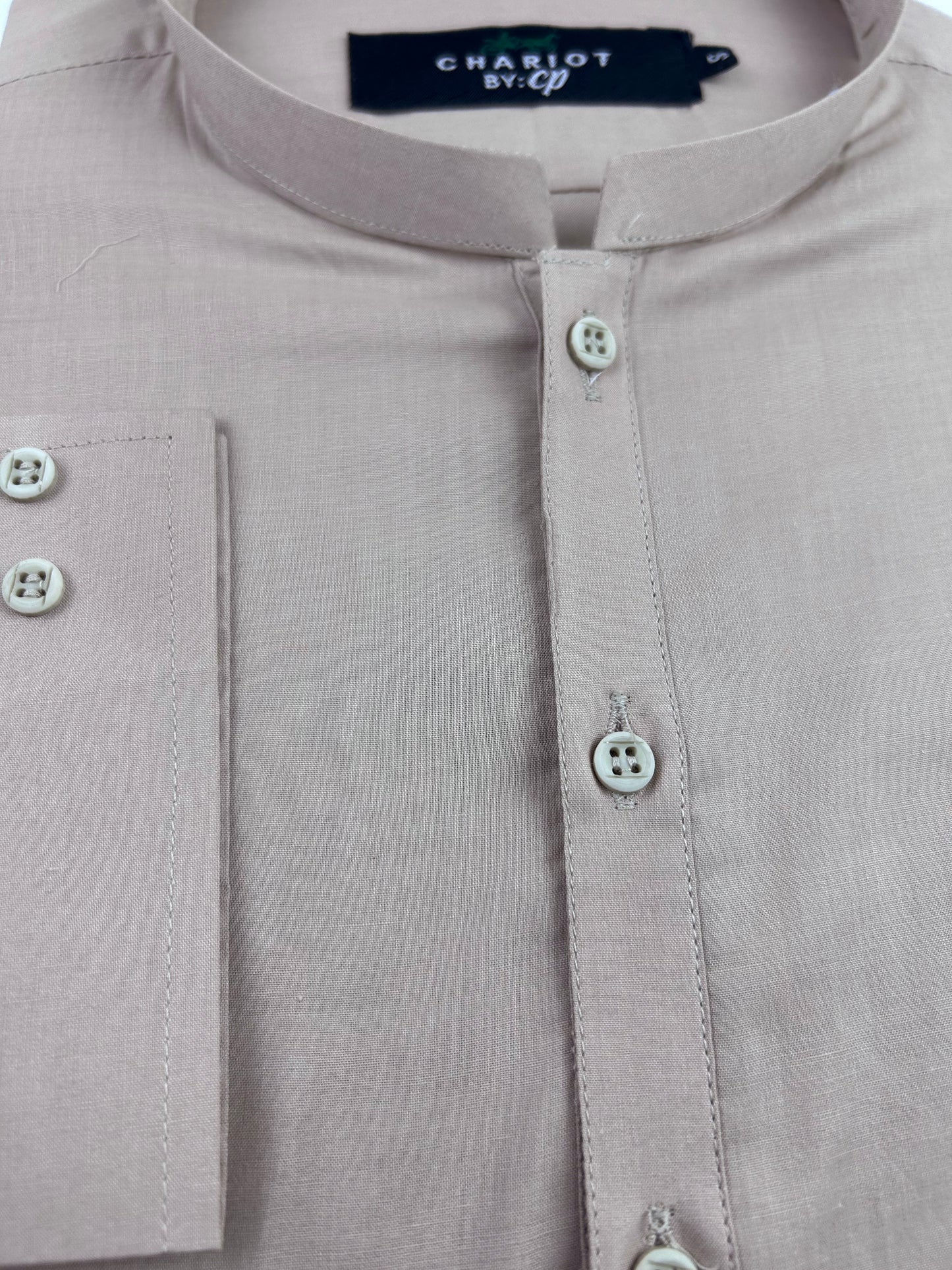 756-1 Beige 100% Cotton Stitched Suit Kameez Shalwar For Men MSK152