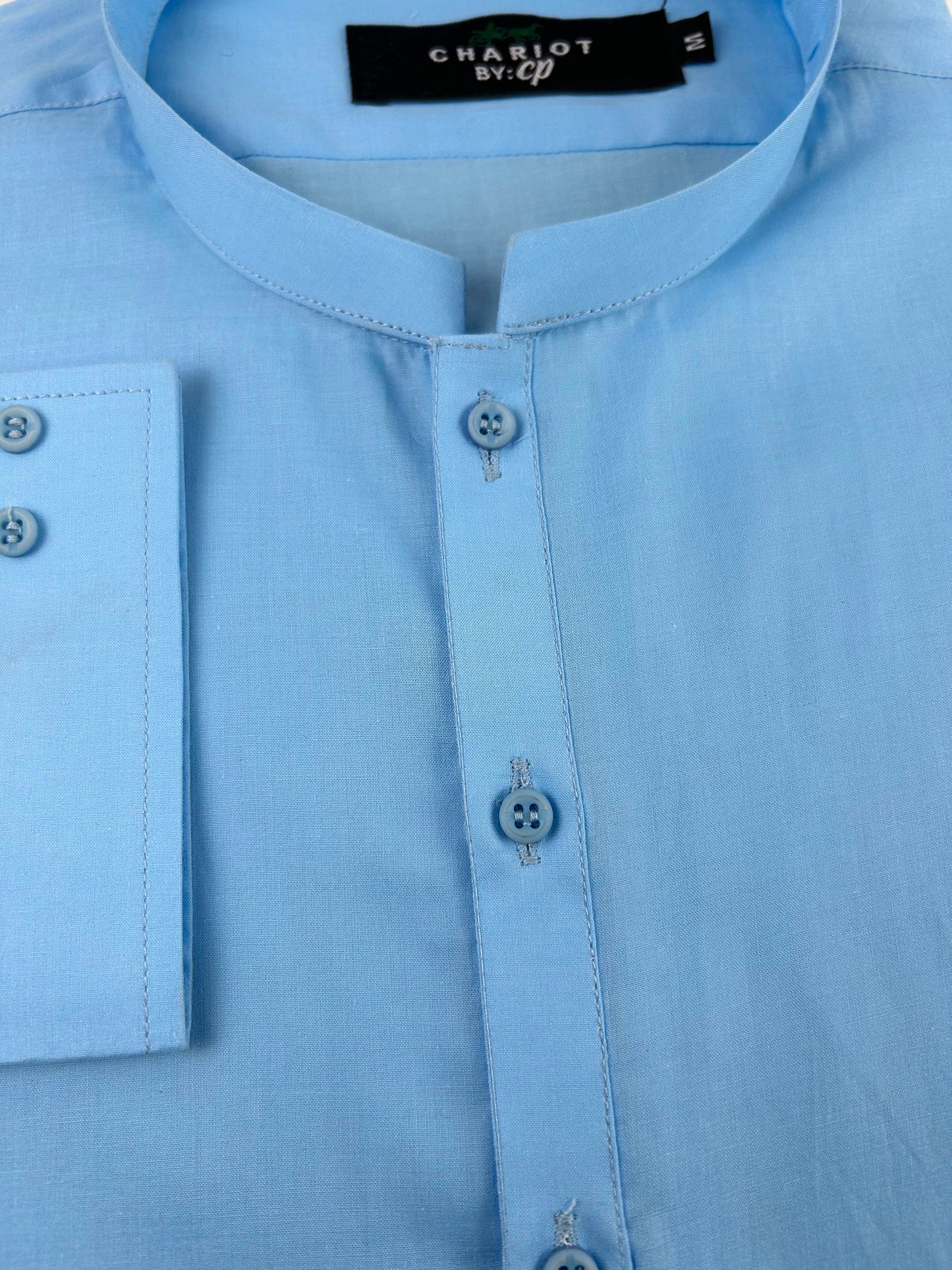 756-2 Blue 100% Cotton Stitched Suit Kameez Shalwar For Men MSK153