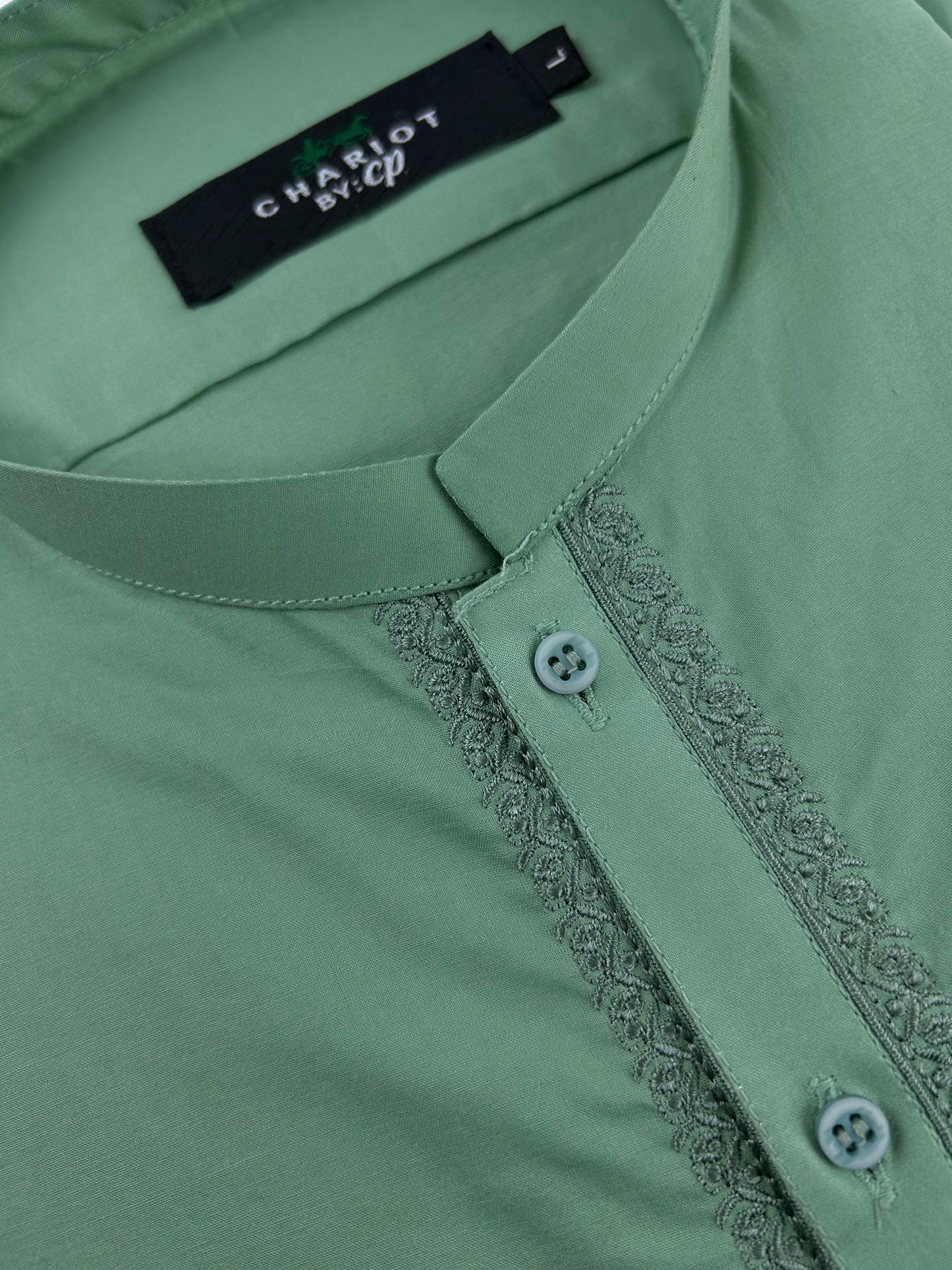 756-6 Green 100% Cotton Stitched Suit Kameez Shalwar For Men MSK157