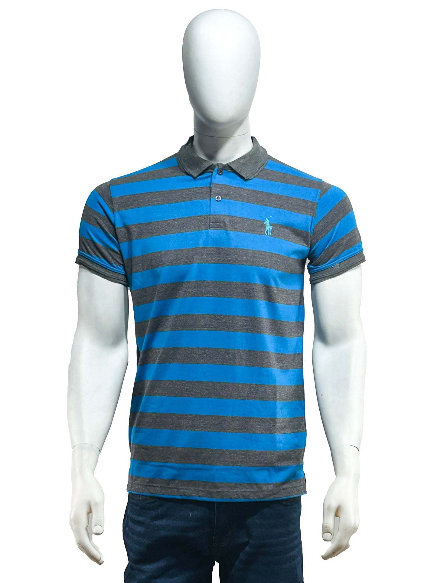 Blue Striped Polo T-Shirt For Men MTS263