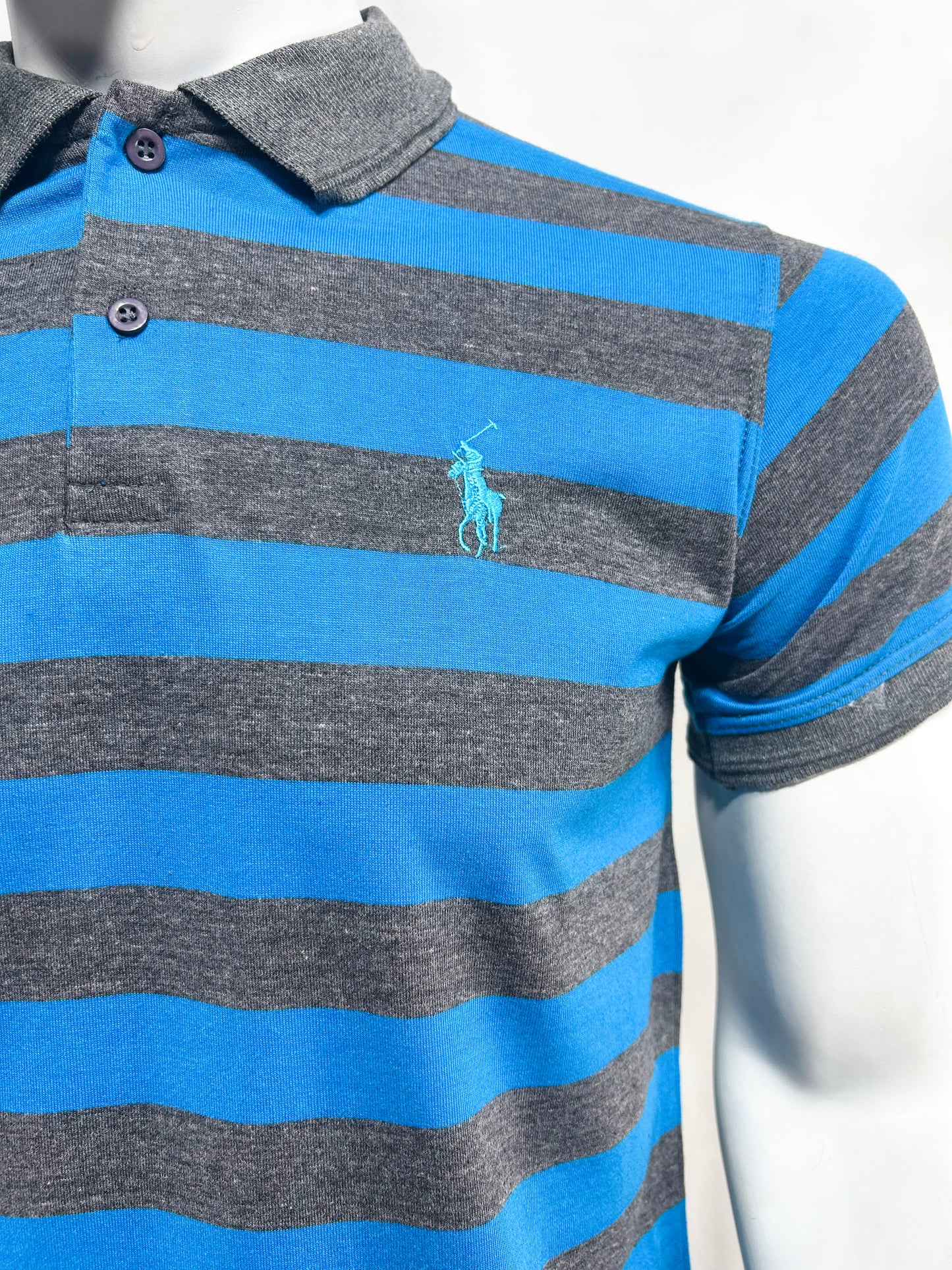 Blue Striped Polo T-Shirt For Men MTS263
