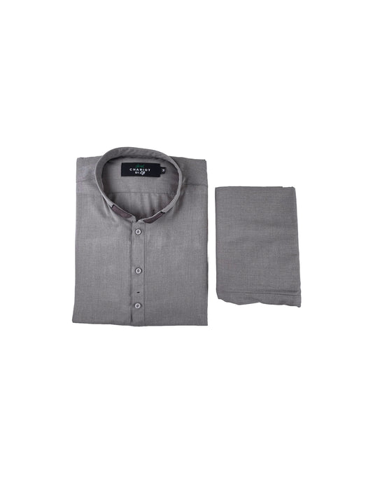750- 06 Light Grey Stitched Suit Kameez Shalwar For Men MSK197