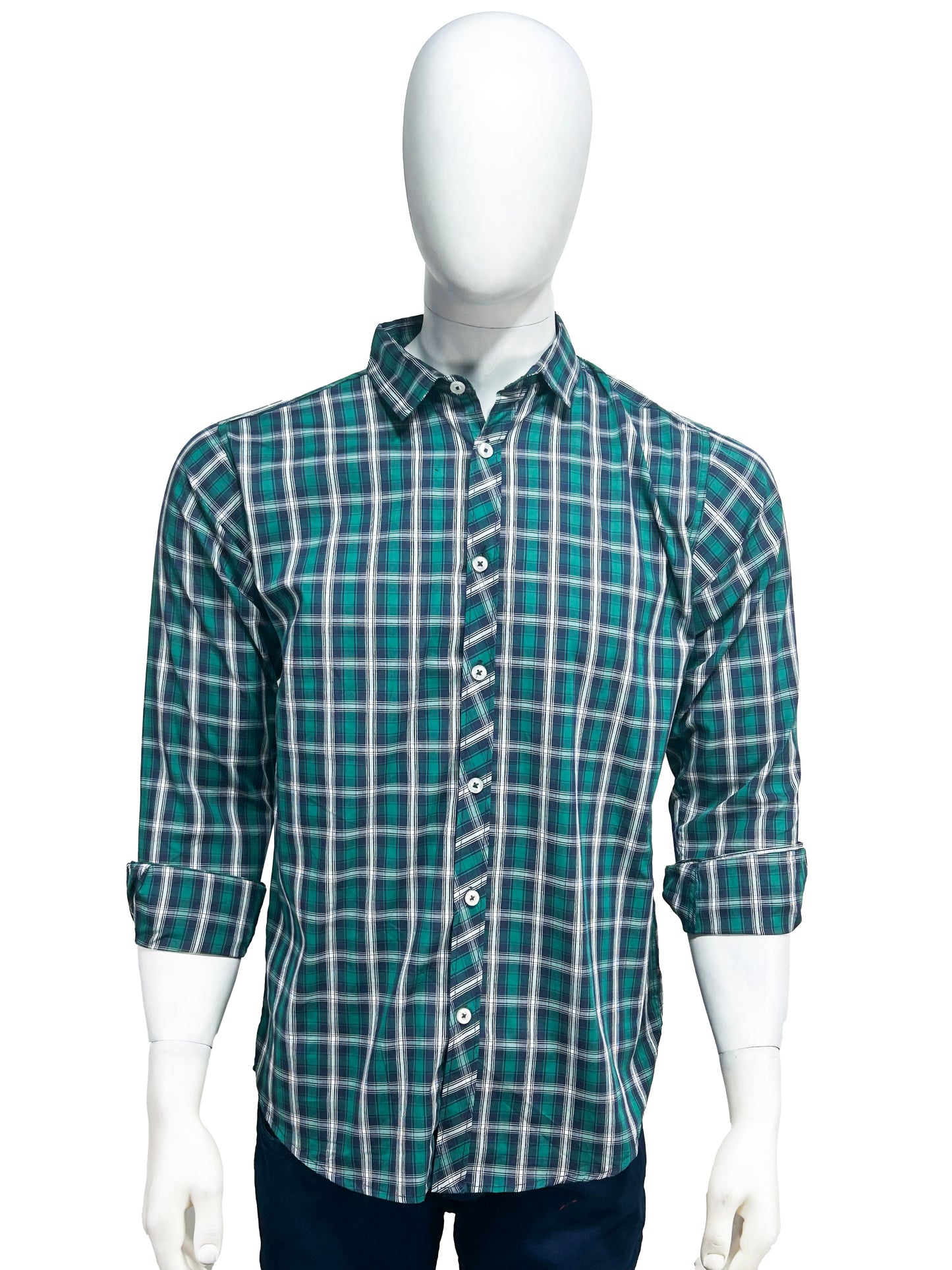 Green Checks Casual Shirt For Men MCS34