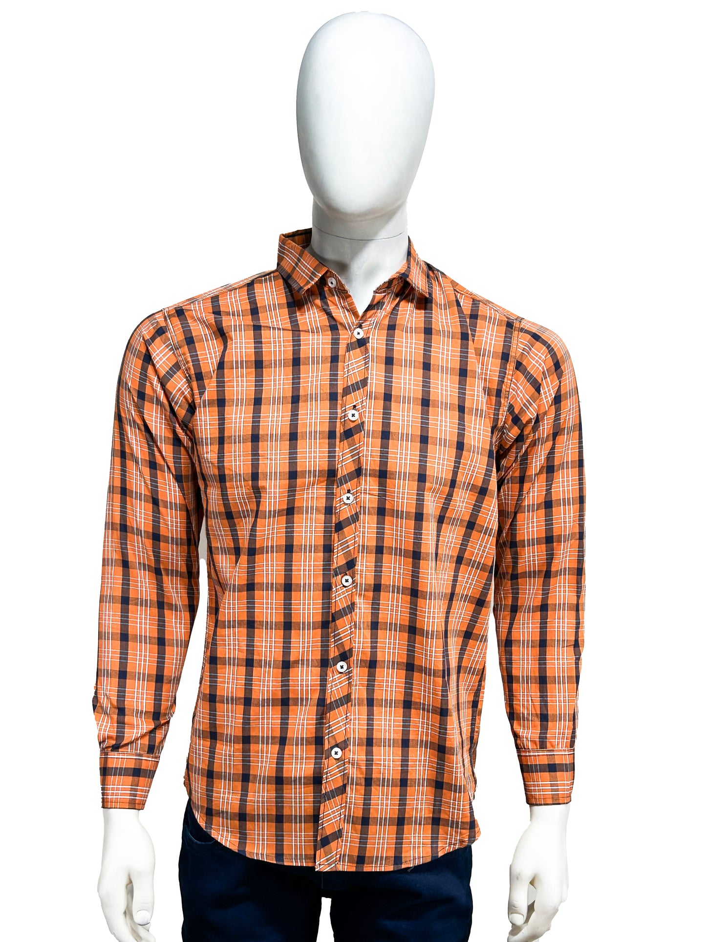 Orange Checks Casual Shirt For Men MCS32