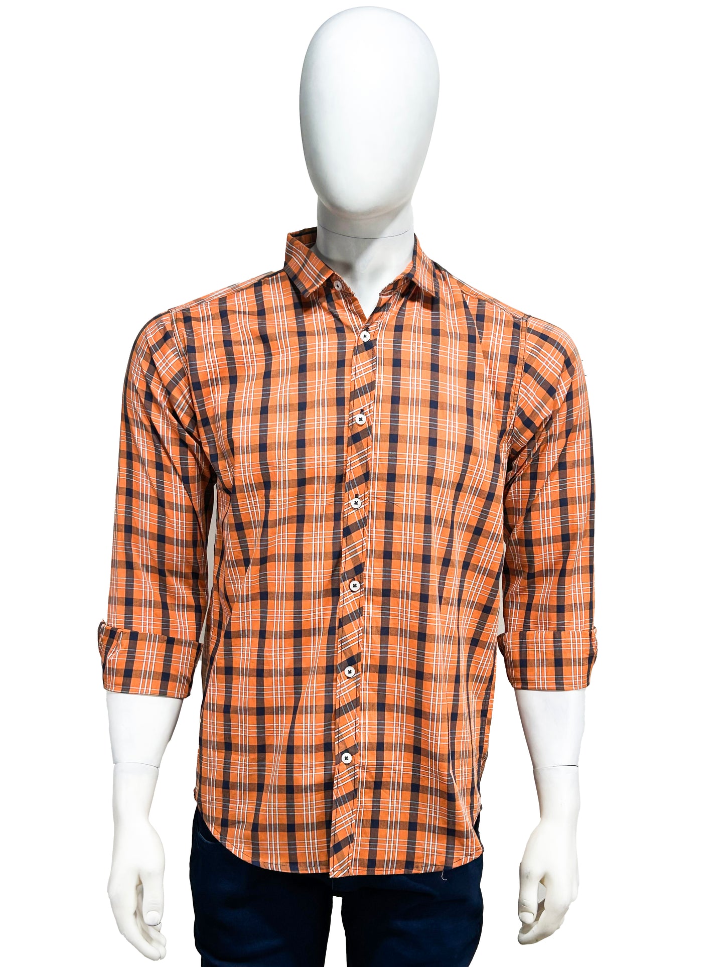 Orange Checks Casual Shirt For Men MCS32