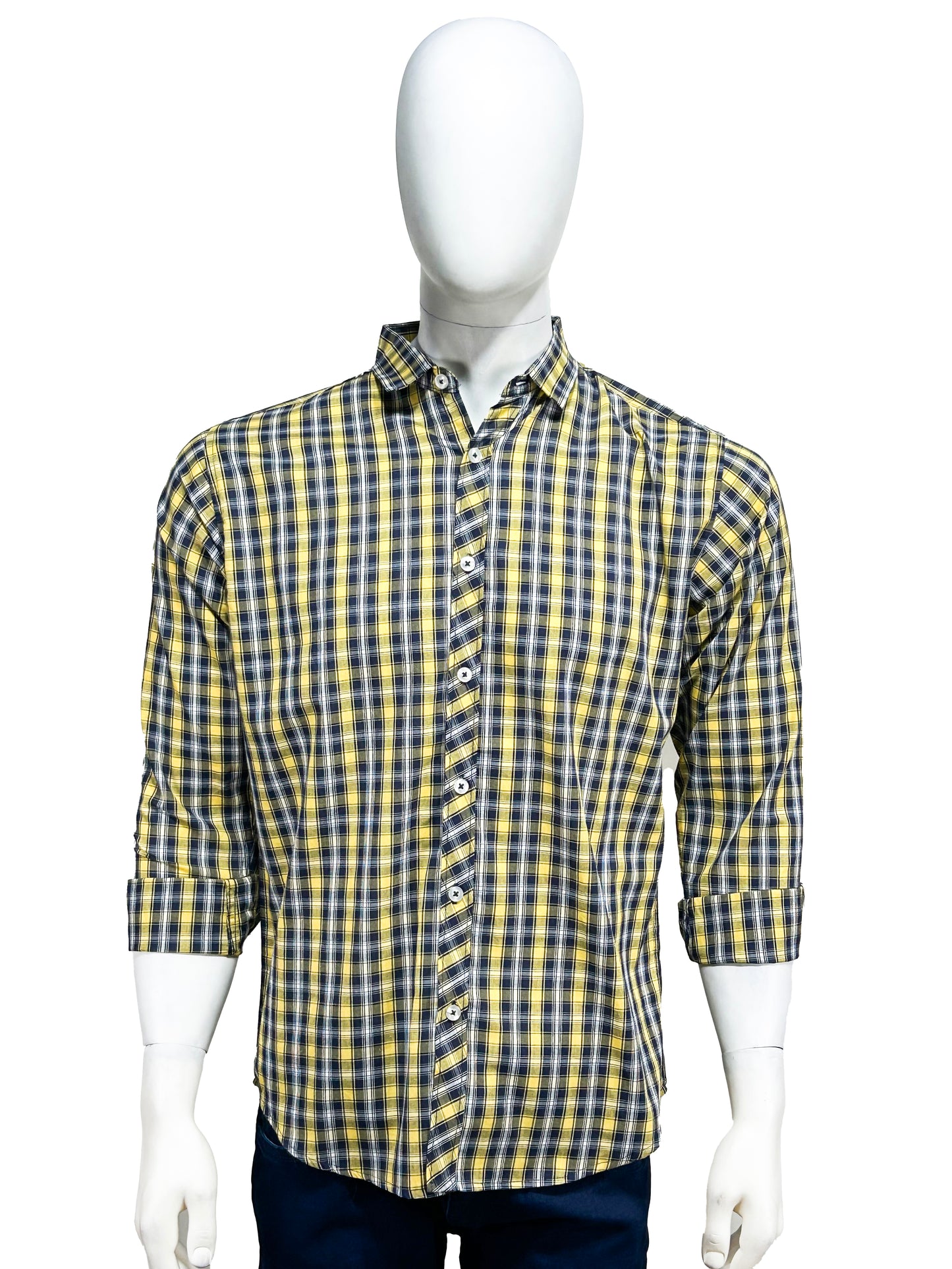 Yellow Checks Casual Shirt For Men MCS33