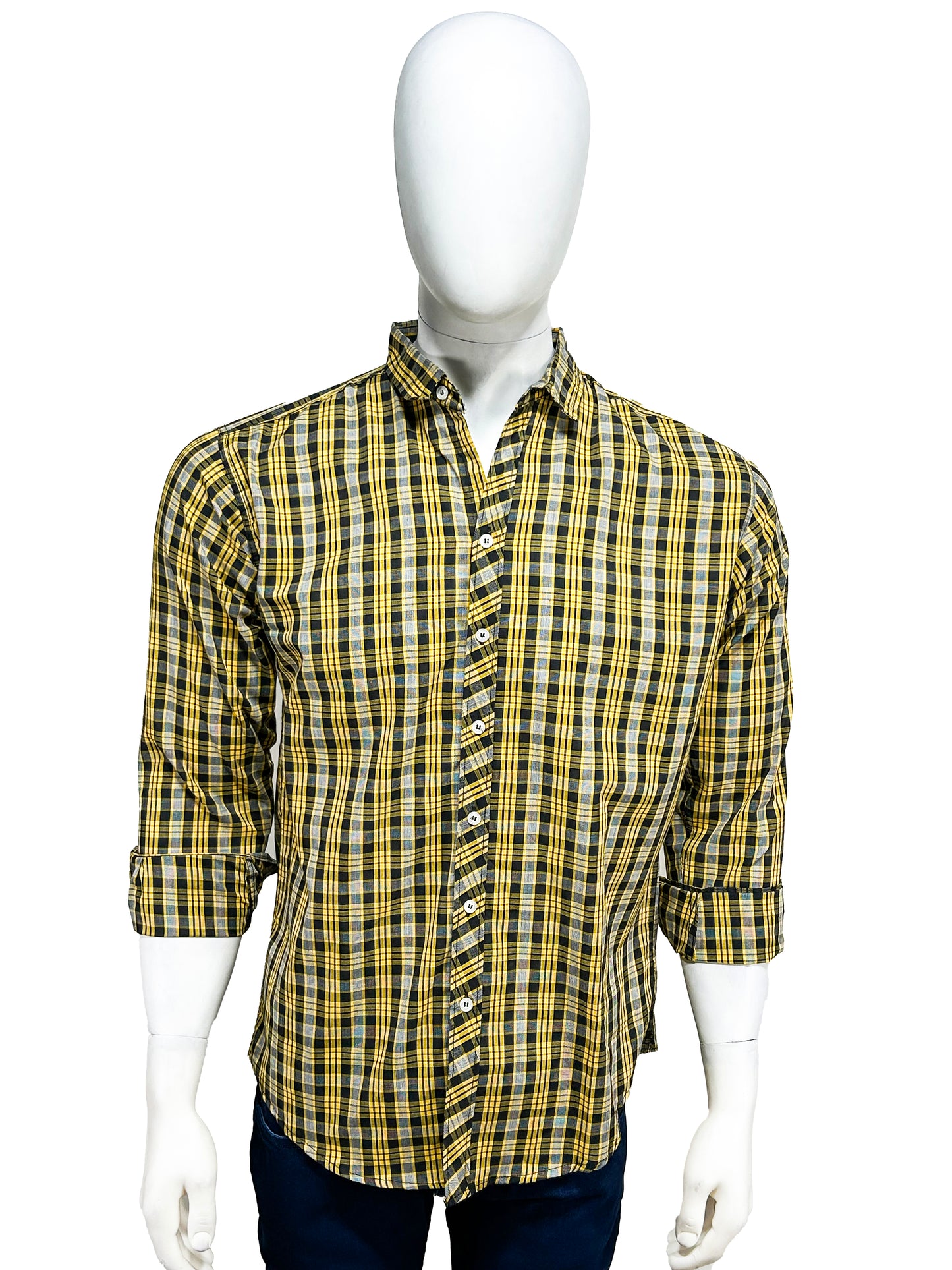Yellow Checks Casual Shirt For Men MCS40