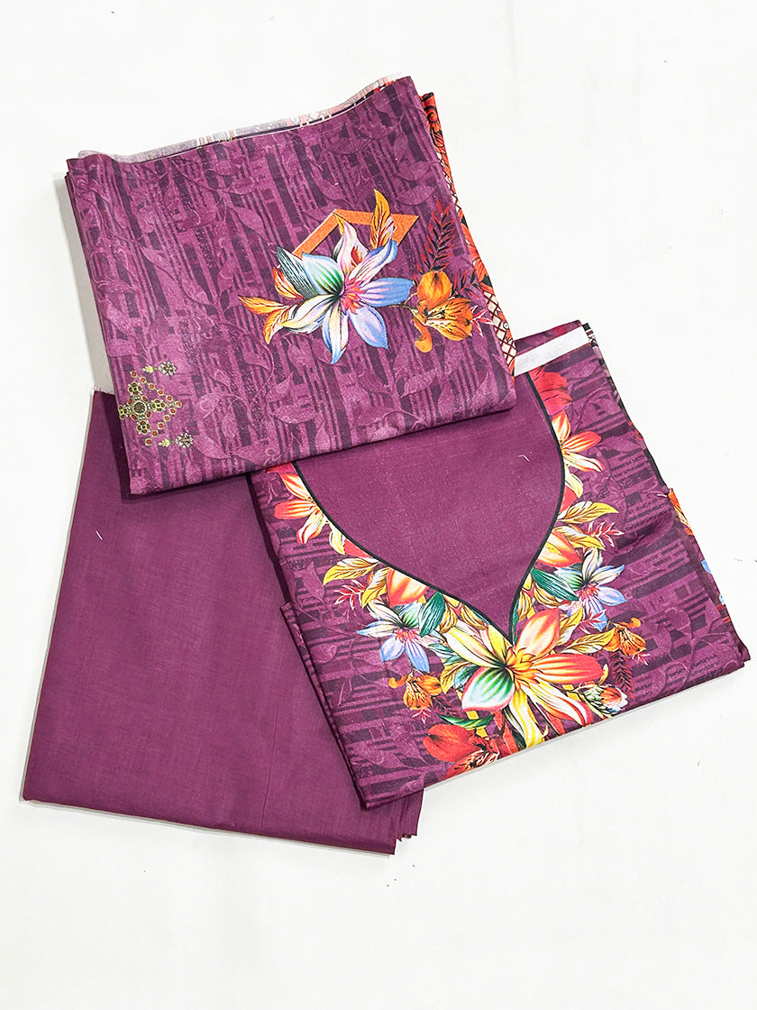 3Pcs Unstitched Digital Lawn Suit For Women WU112