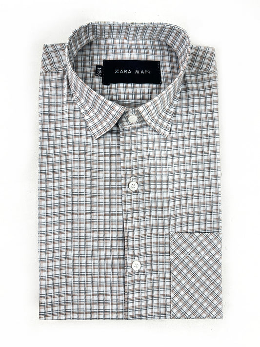 Brown Pattern Formal Dress Shirt For Men MFS351