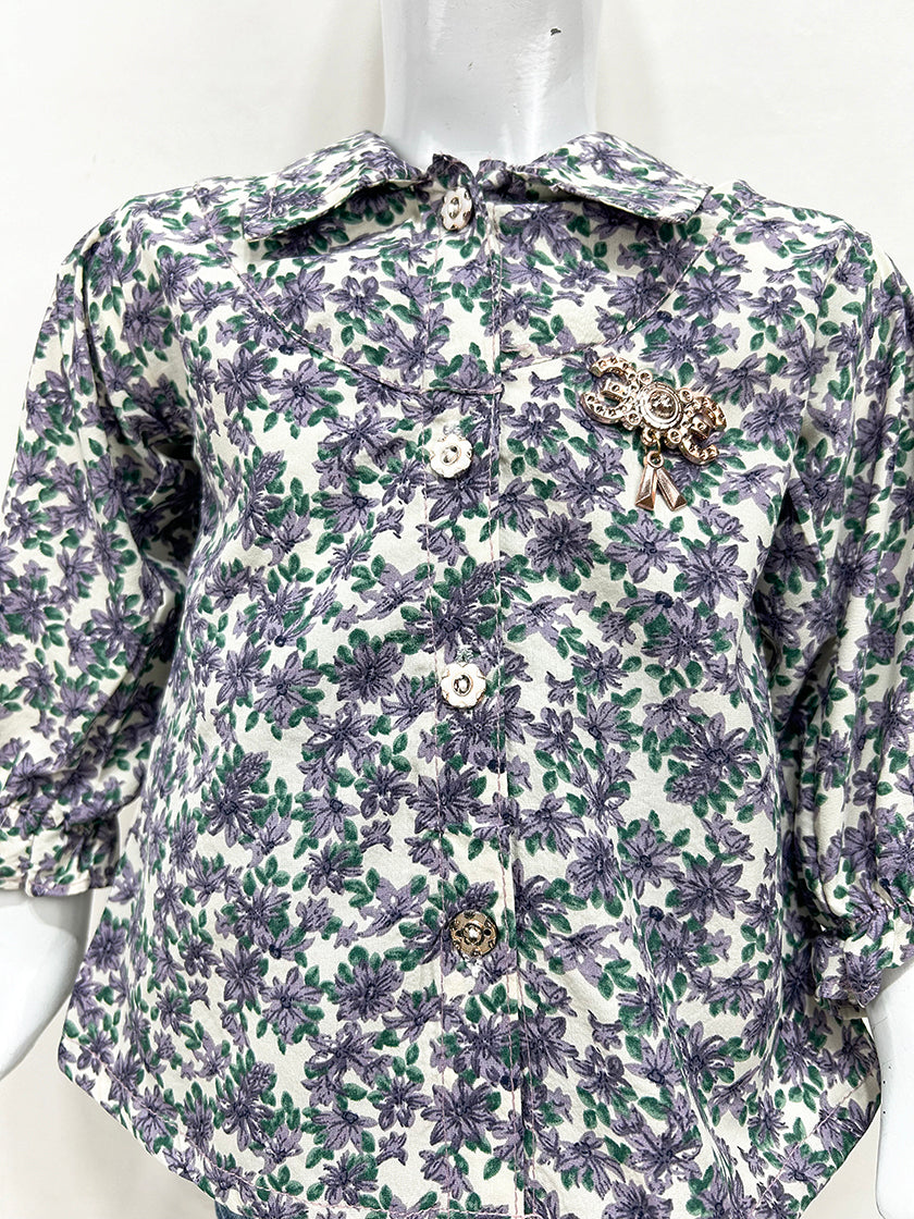 2Yr - 5Yrs Purple Floral Suit For Girls GS210