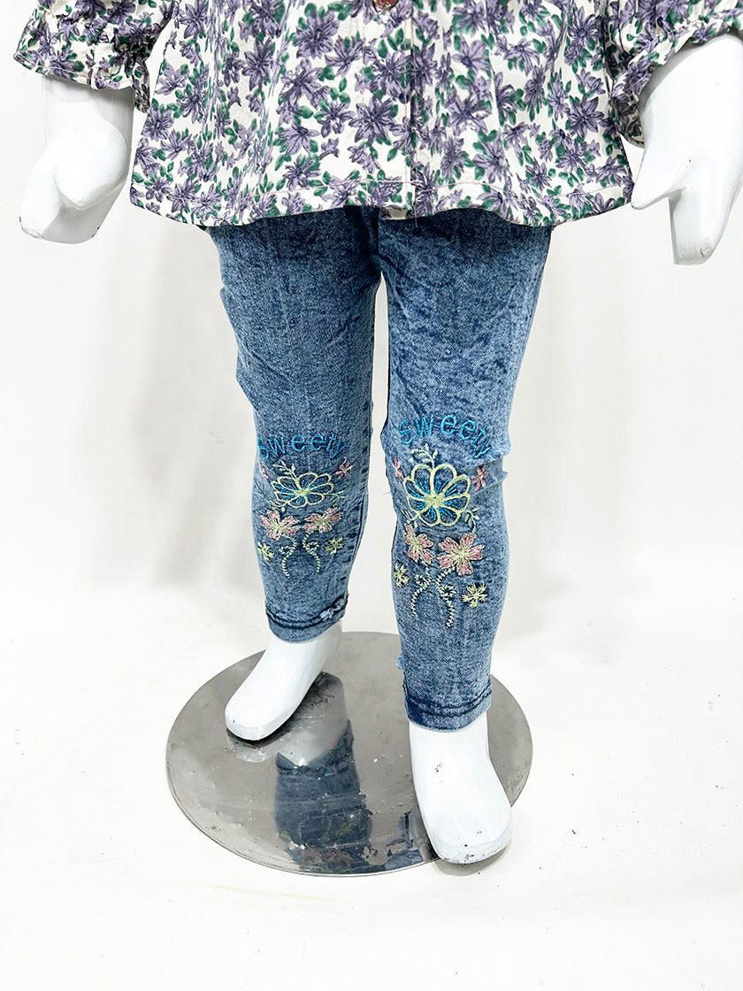2Yr - 5Yrs Purple Floral Suit For Girls GS210