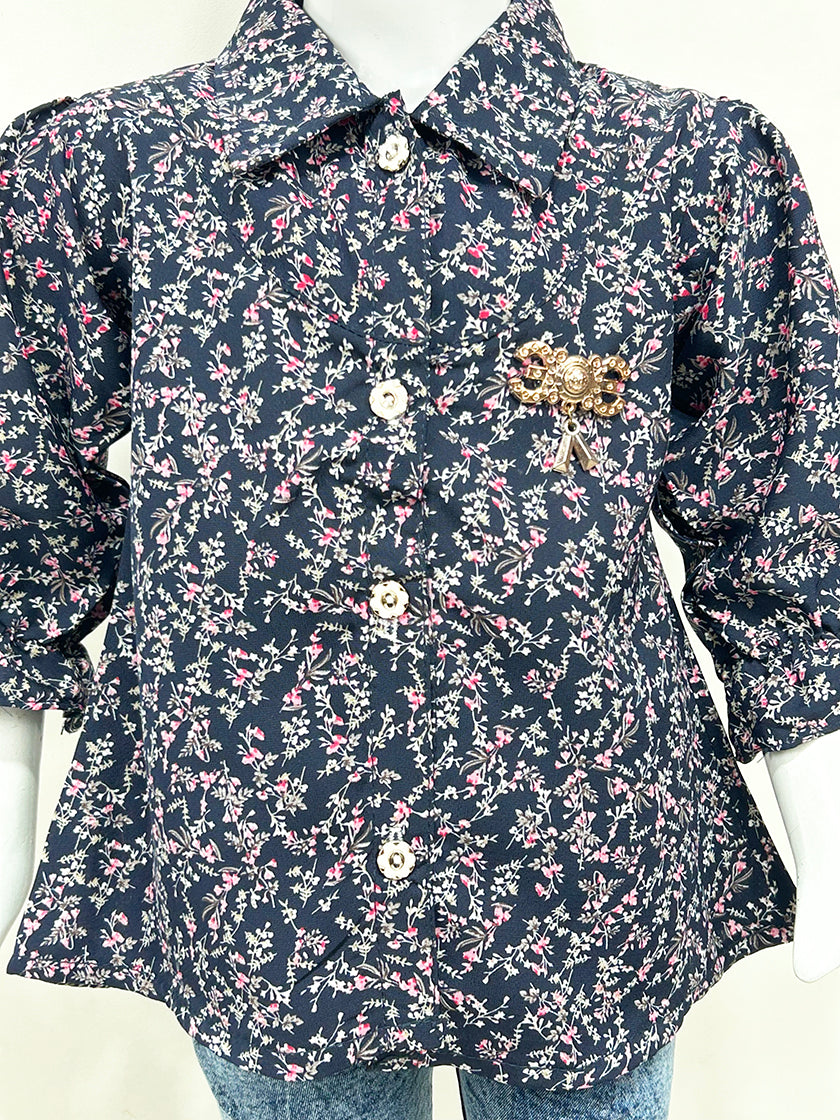 2Yr - 5Yrs Blue Floral Suit For Girls GS211