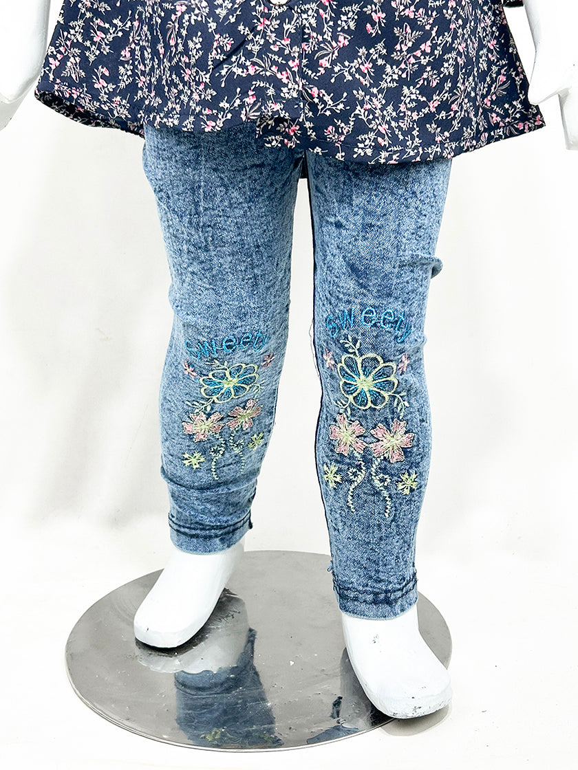 2Yr - 5Yrs Blue Floral Suit For Girls GS211