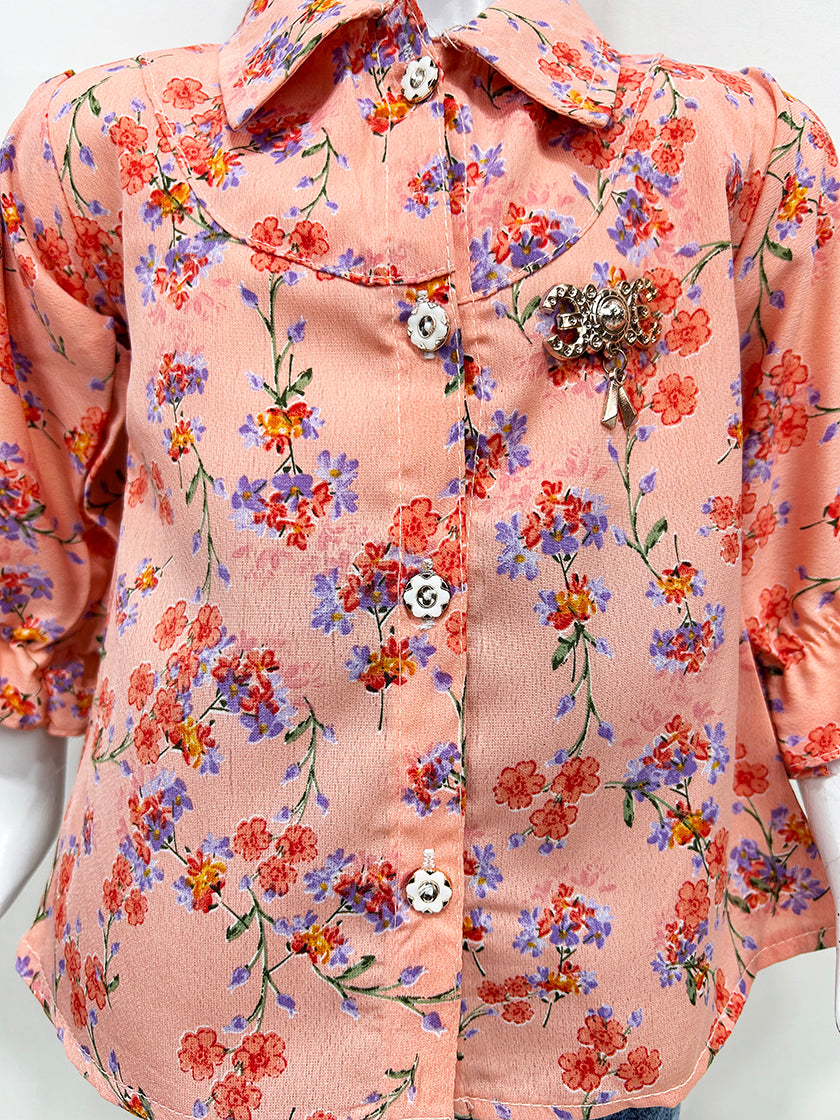 2Yr - 8Yrs Peach Floral Suit For Girls GS213