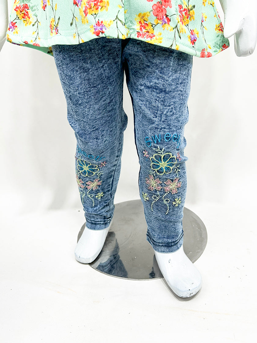 2Yr - 8Yrs Green Floral Suit For Girls GS214