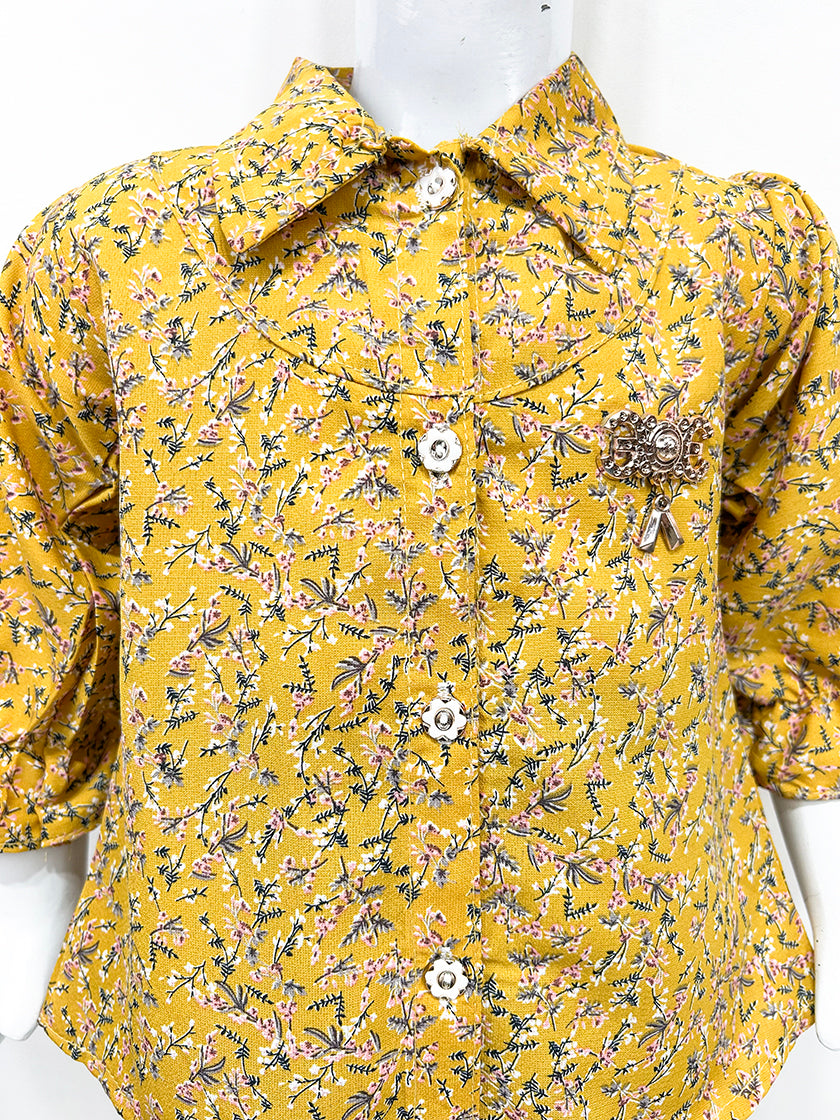 2Yr - 8Yrs Yellow Floral Suit For Girls GS215