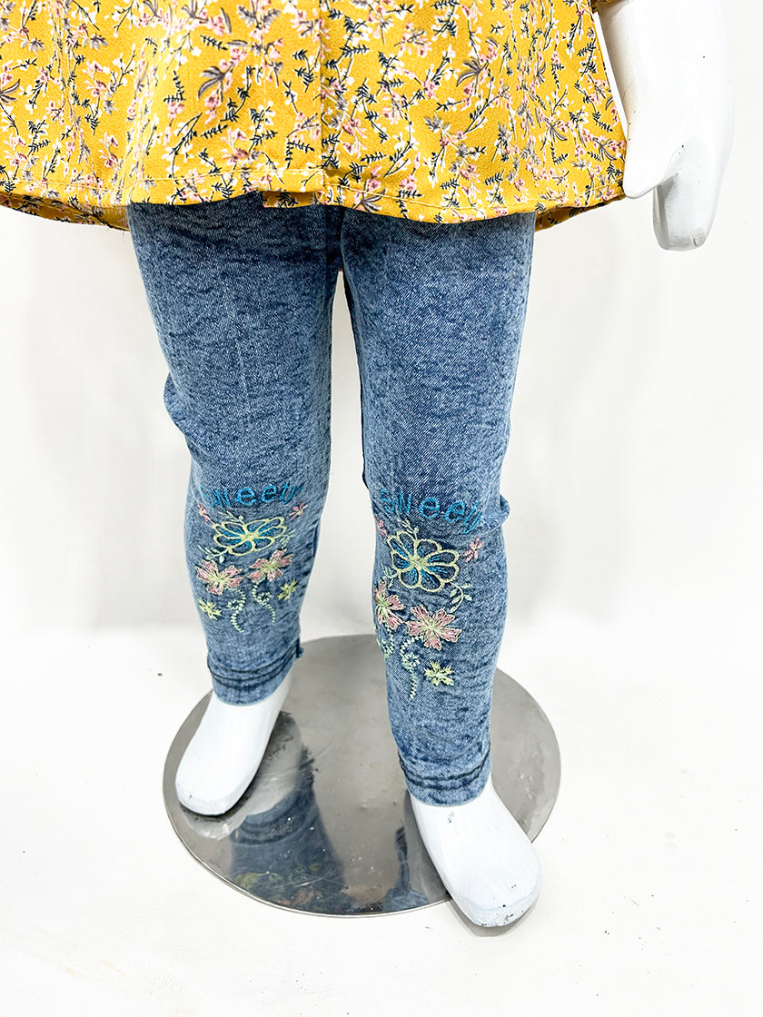2Yr - 8Yrs Yellow Floral Suit For Girls GS215