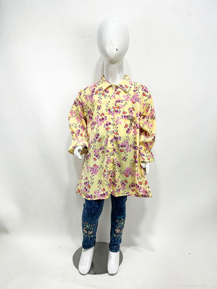 2Yr - 5Yrs Yellow Floral Suit For Girls GS212