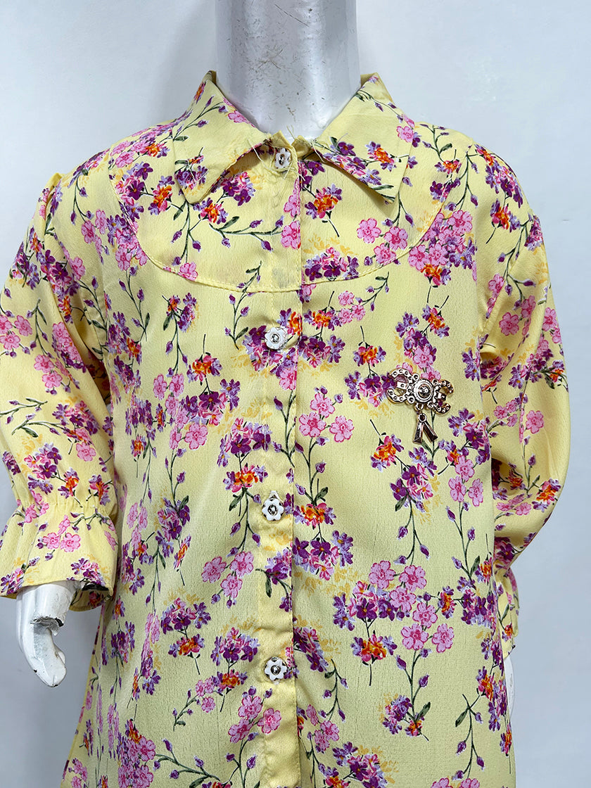 2Yr - 5Yrs Yellow Floral Suit For Girls GS212
