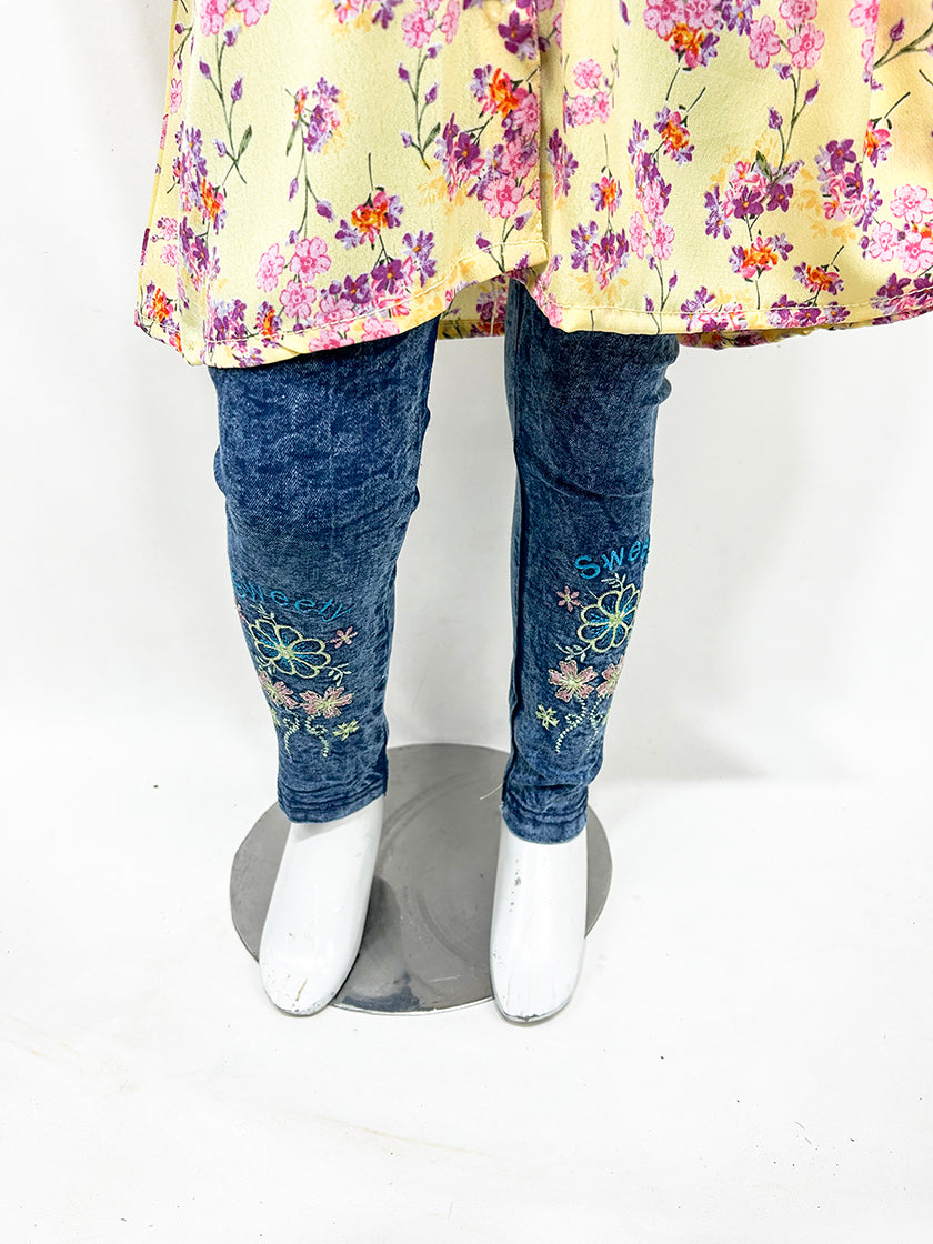 2Yr - 5Yrs Yellow Floral Suit For Girls GS212