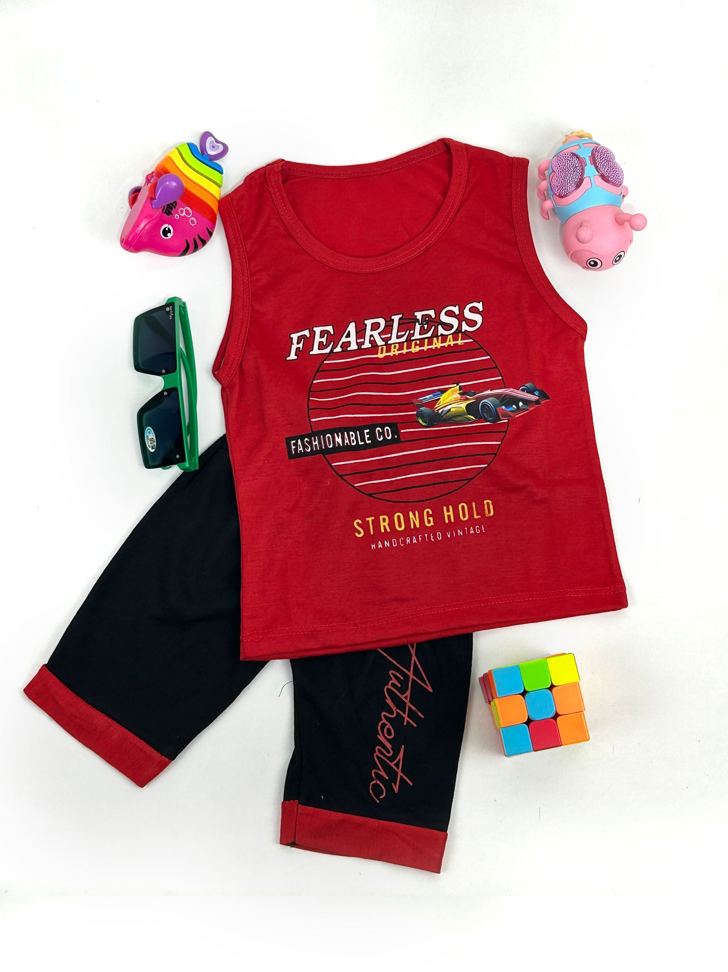 1Yr - 4Yrs Red Fearless Sando Suit For Kids RZ BS329