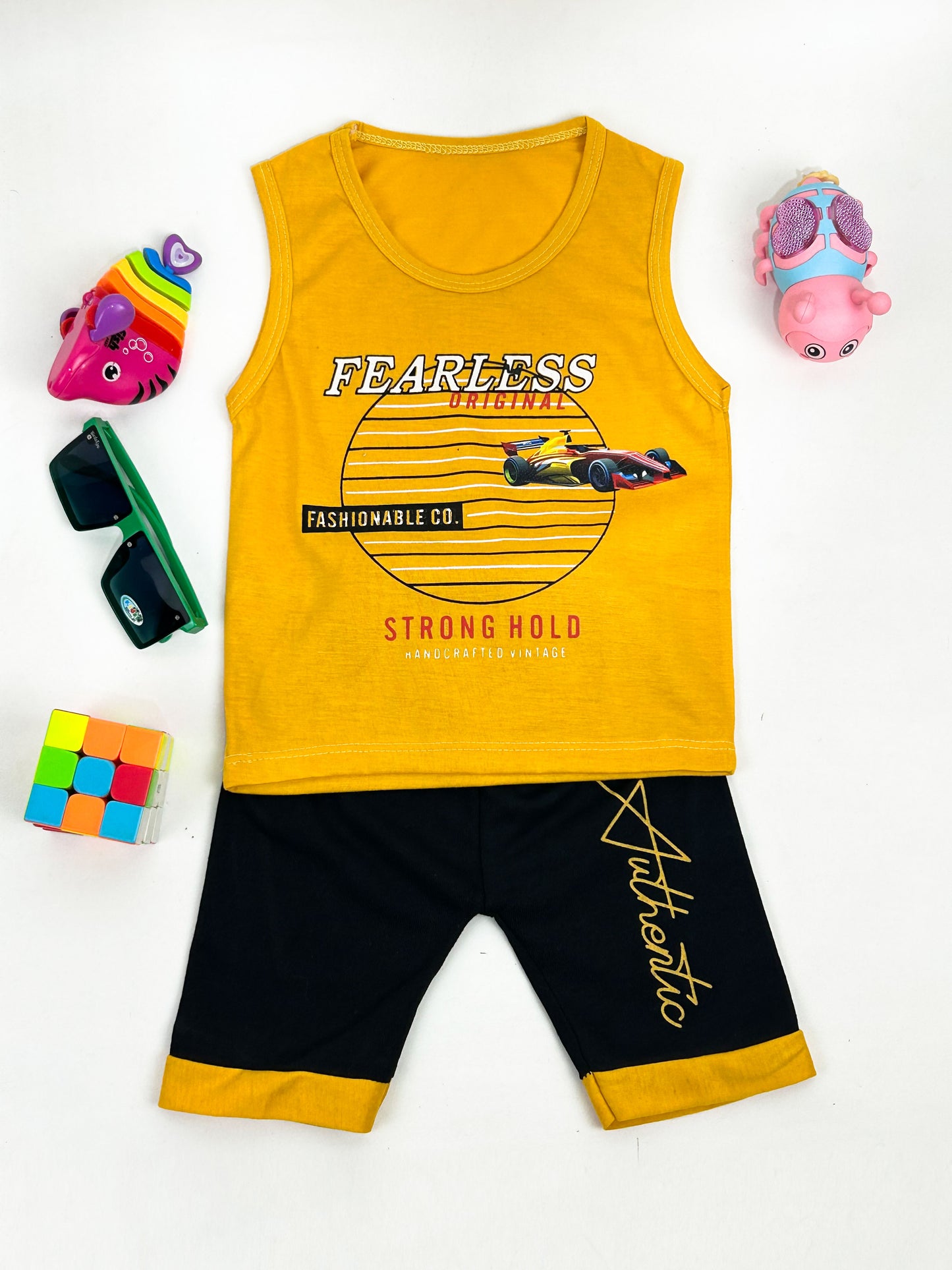 1Yr - 4Yrs Yellow Fearless Sando Suit For Kids RZ BS330