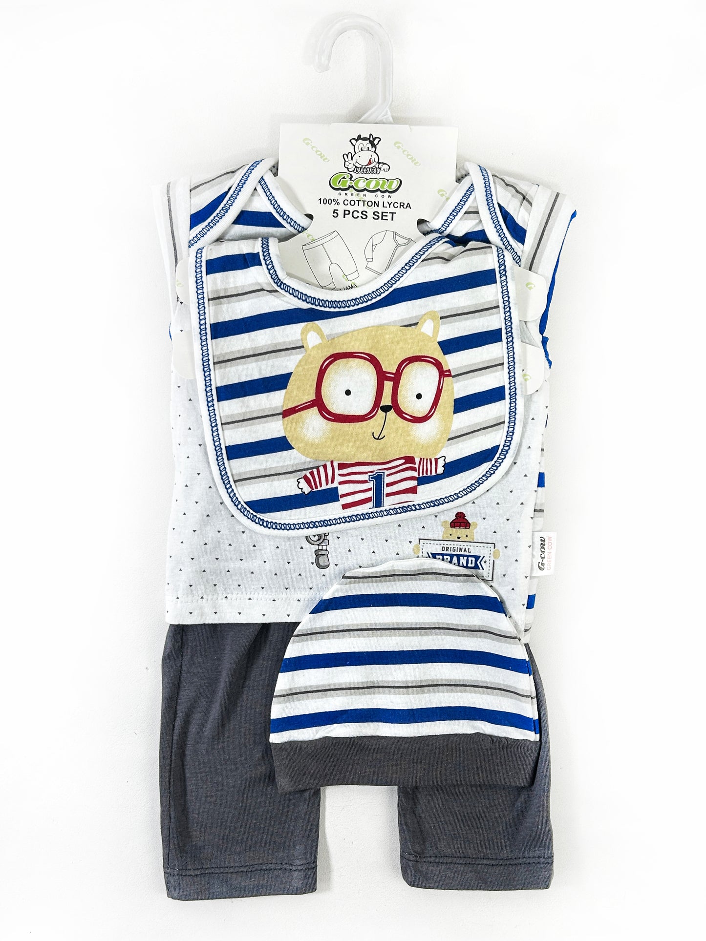 0Mth - 3Mth Bear Blue 5Pcs Gift Set For Newborn NBGS211