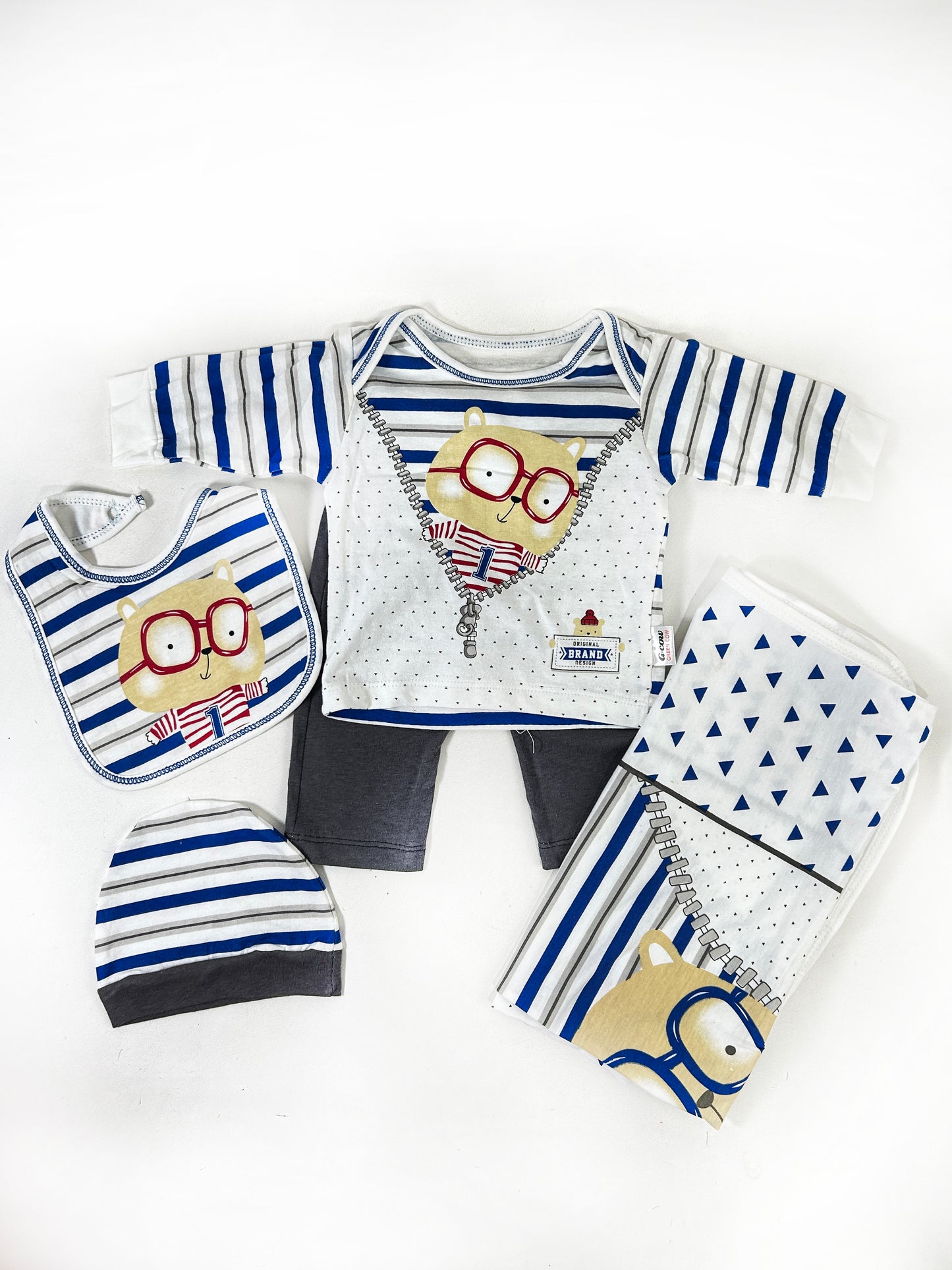 0Mth - 3Mth Bear Blue 5Pcs Gift Set For Newborn NBGS211