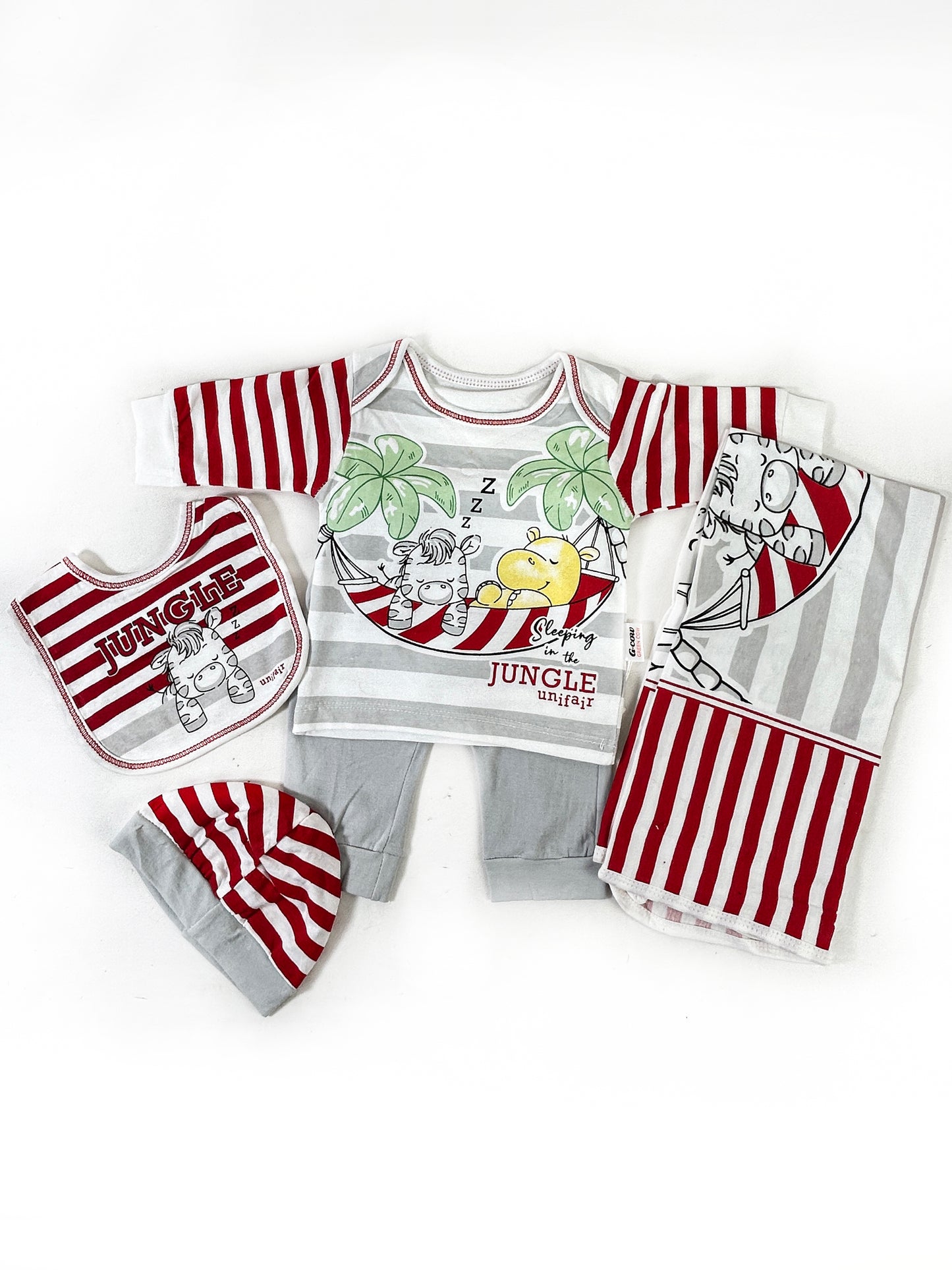 0Mth - 3Mth Jungle Maroon 5Pcs Gift Set for Newborn NBGS214