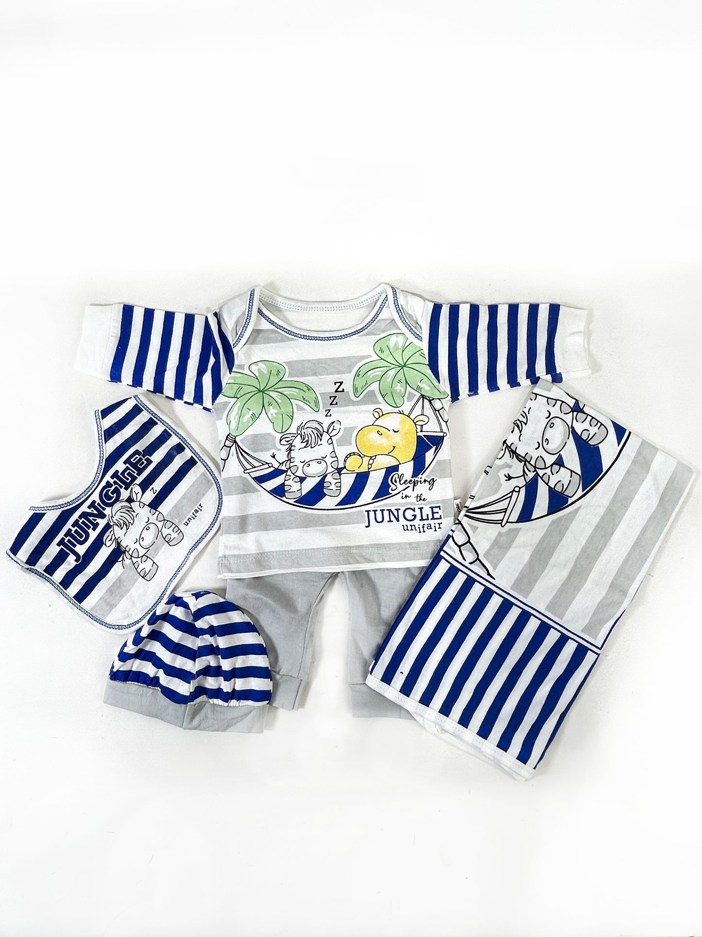 0Mth - 3Mth Jungle Blue 5Pcs Gift Set for Newborn NBGS215