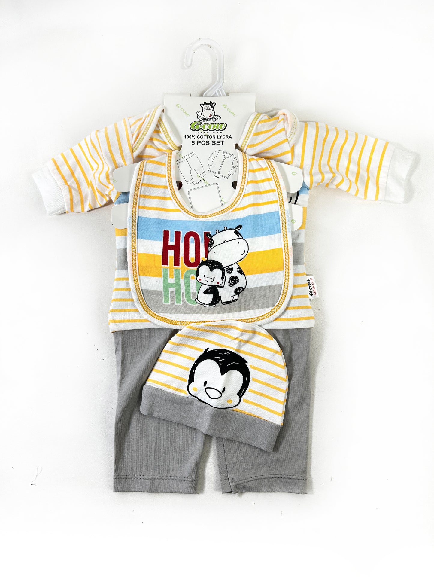 0Mth - 3Mth Cow Yellow 5Pcs Gift Set for Newborn NBGS218