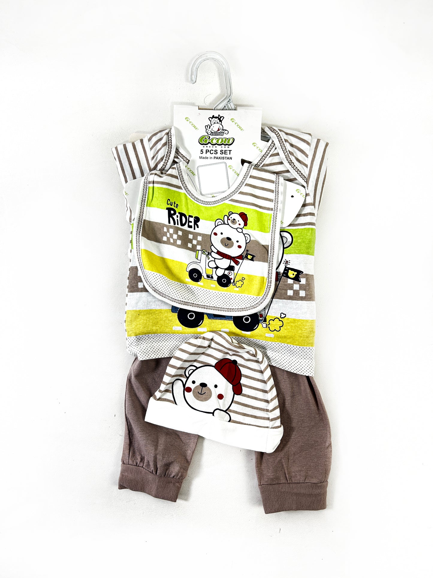 0Mth - 3Mth Teddy Brown 5Pcs Gift Set for Newborn NBGS221