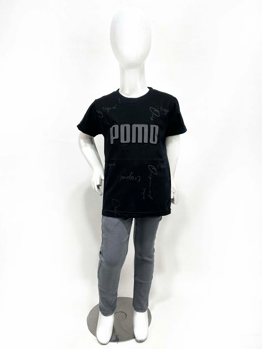 4Yrs - 9Yrs POMO Black T-Shirt For Boys SF BTS100