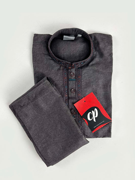 AM 366 Boys Kurta Pajama Suit 2Yrs - 14Yrs Dark Brown
