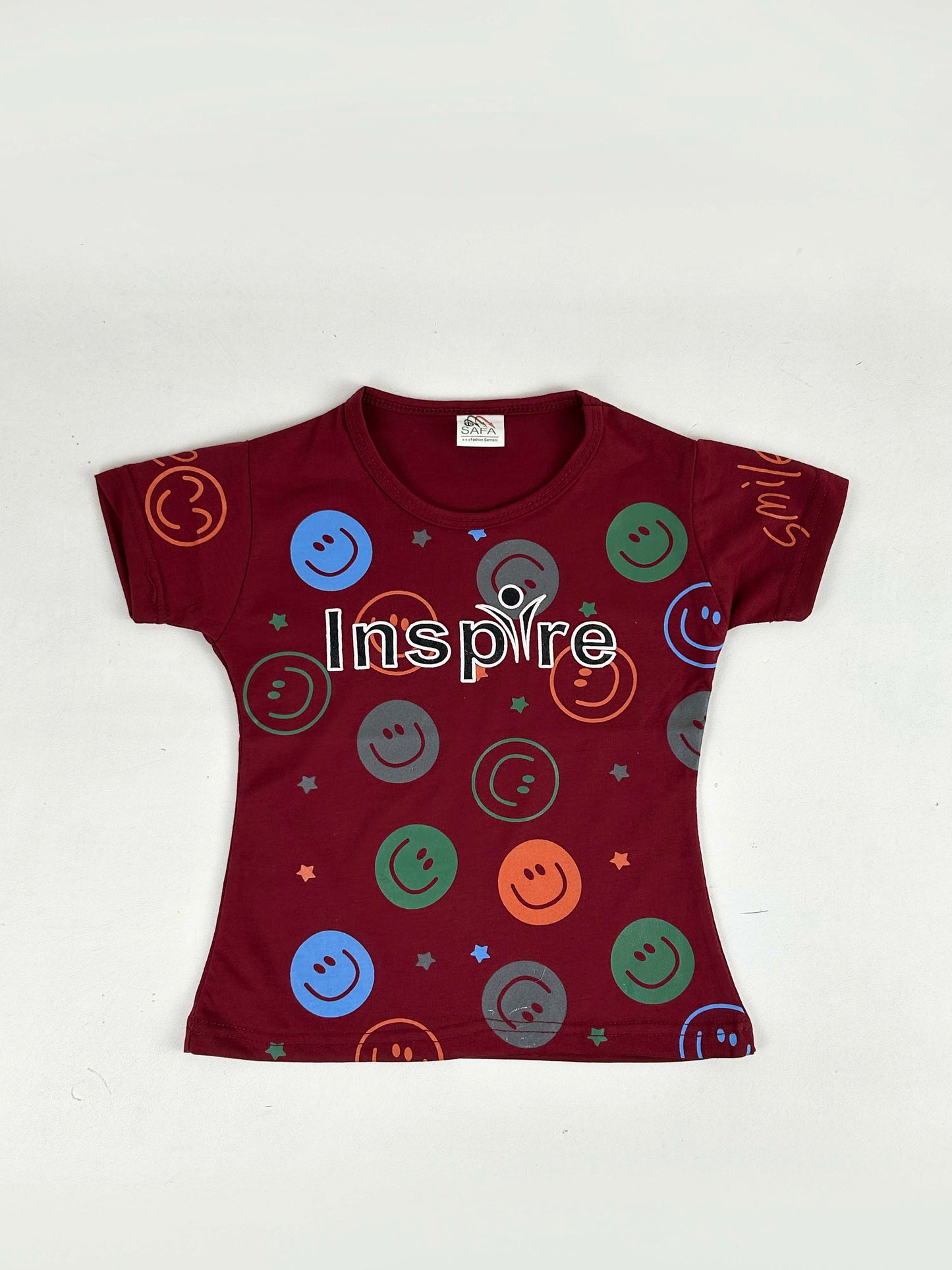 2.5Yrs - 7Yrs Inspire Maroon T-Shirt For Girls SF GTS49