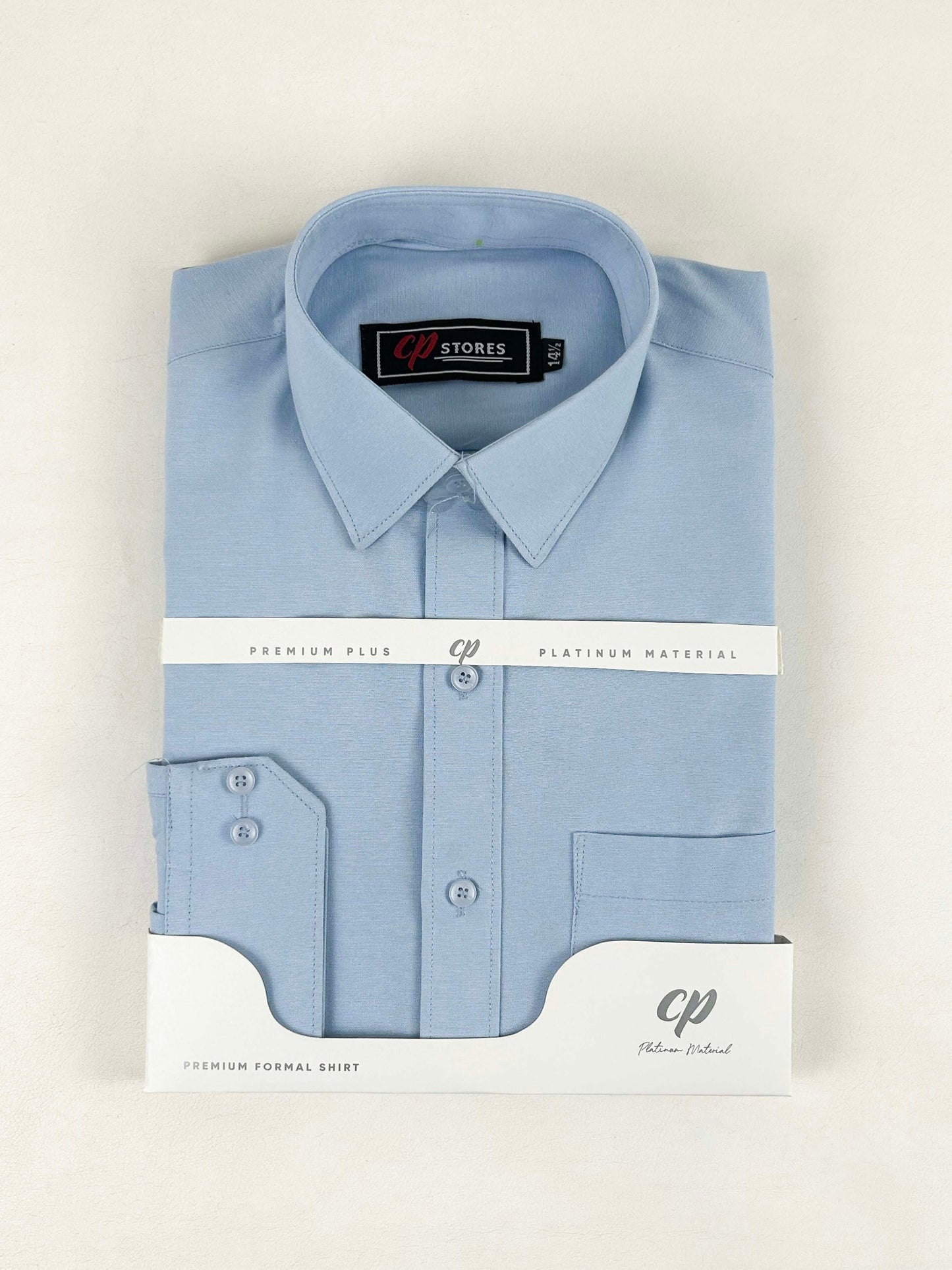 Light Blue Chambray Formal Dress Shirt For Men MFS260