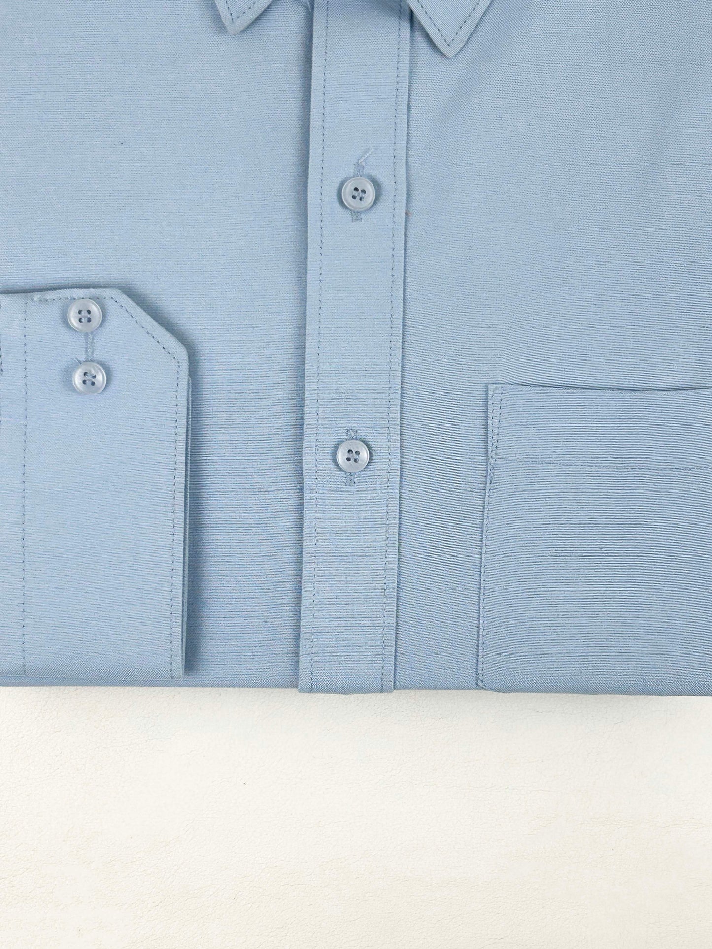 Light Blue Chambray Formal Dress Shirt For Men MFS260