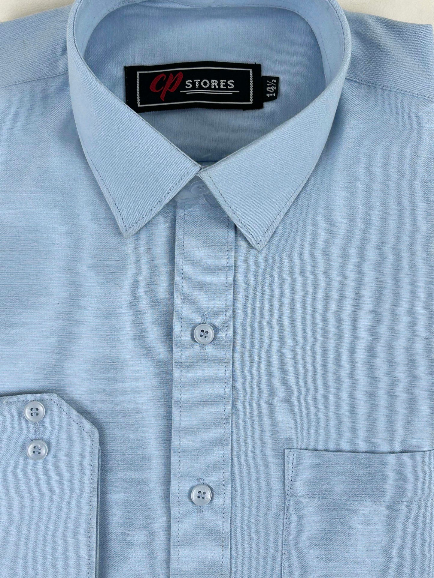 Light Blue Chambray Formal Dress Shirt For Men MFS260