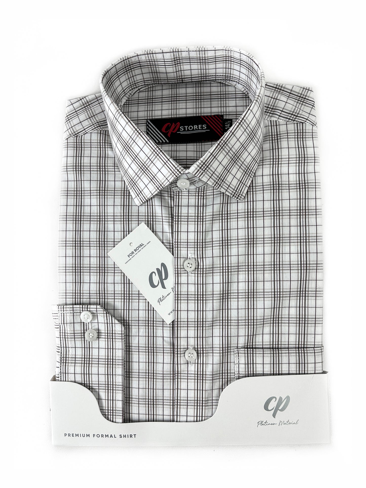 Dark Brown Micro Check Formal Dress Shirt For Men