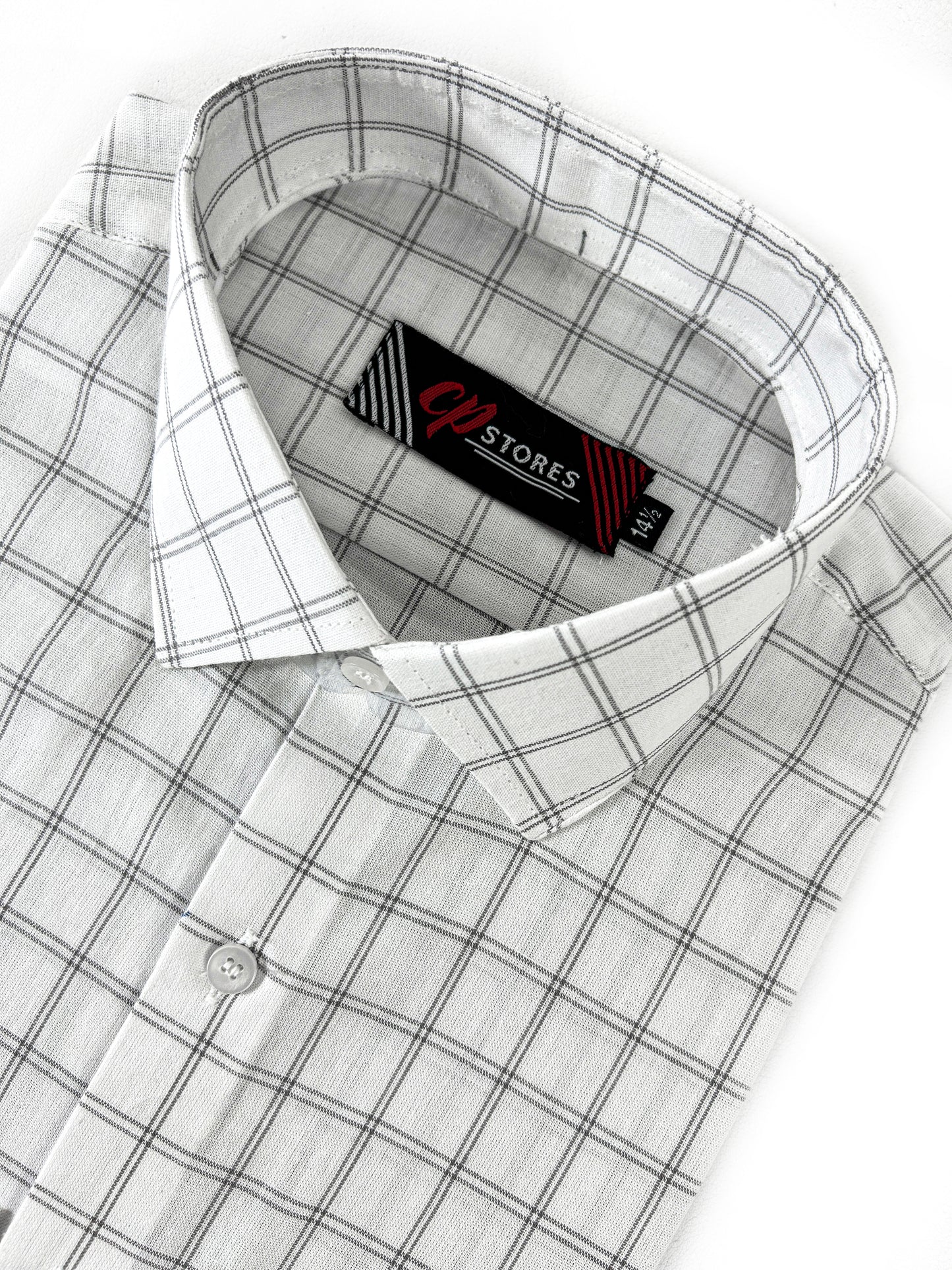 White Check Formal Dress Shirt For Men