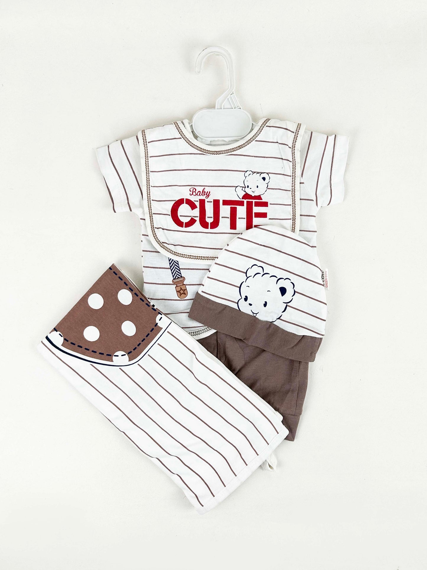 0Mth - 3Mth Cute Brown 5Pcs Gift Set For Newborn HG NBGS185