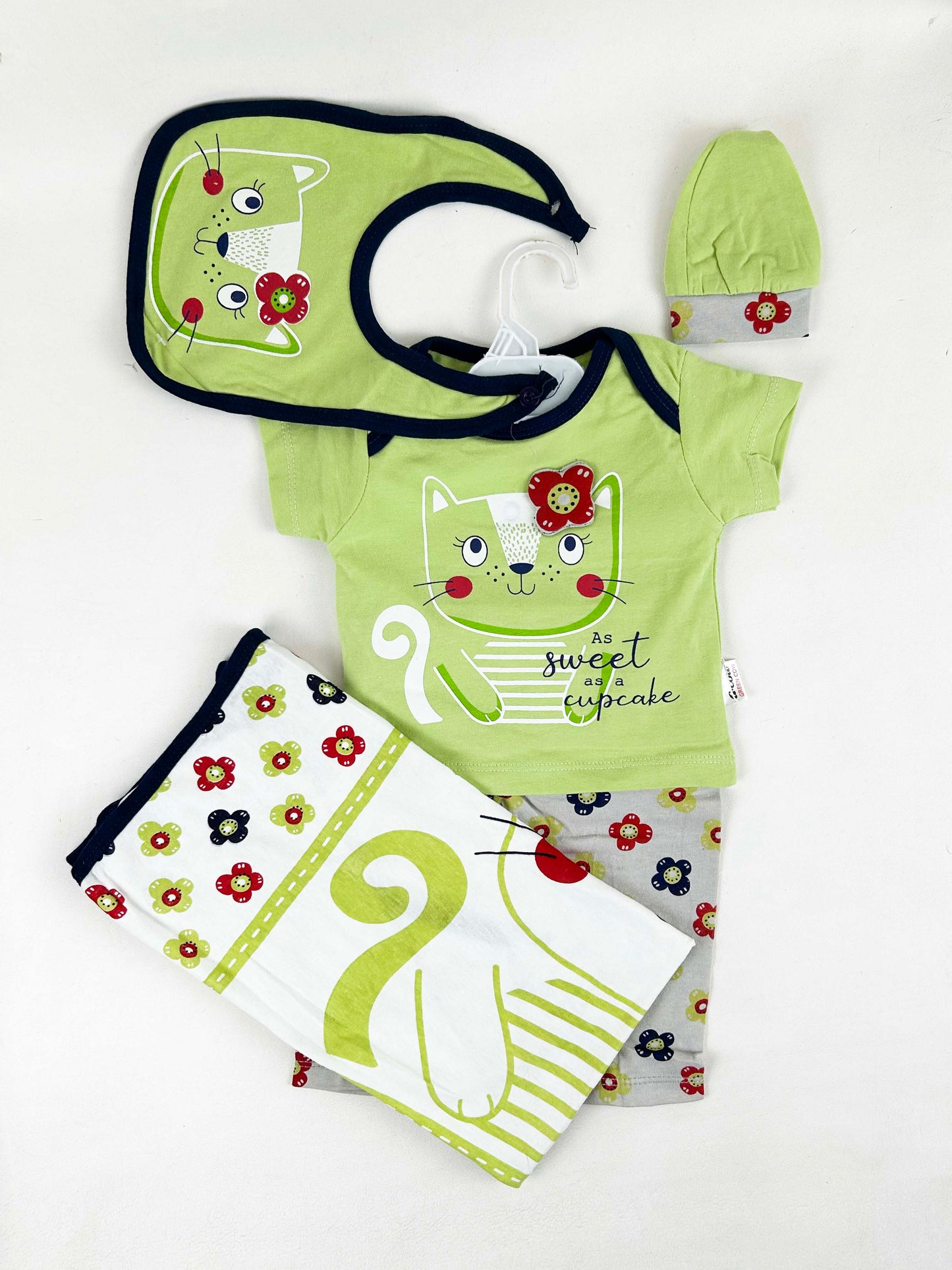 0Mth - 3Mth Sweet Green 5Pcs Gift Set For Newborn HG NBGS189