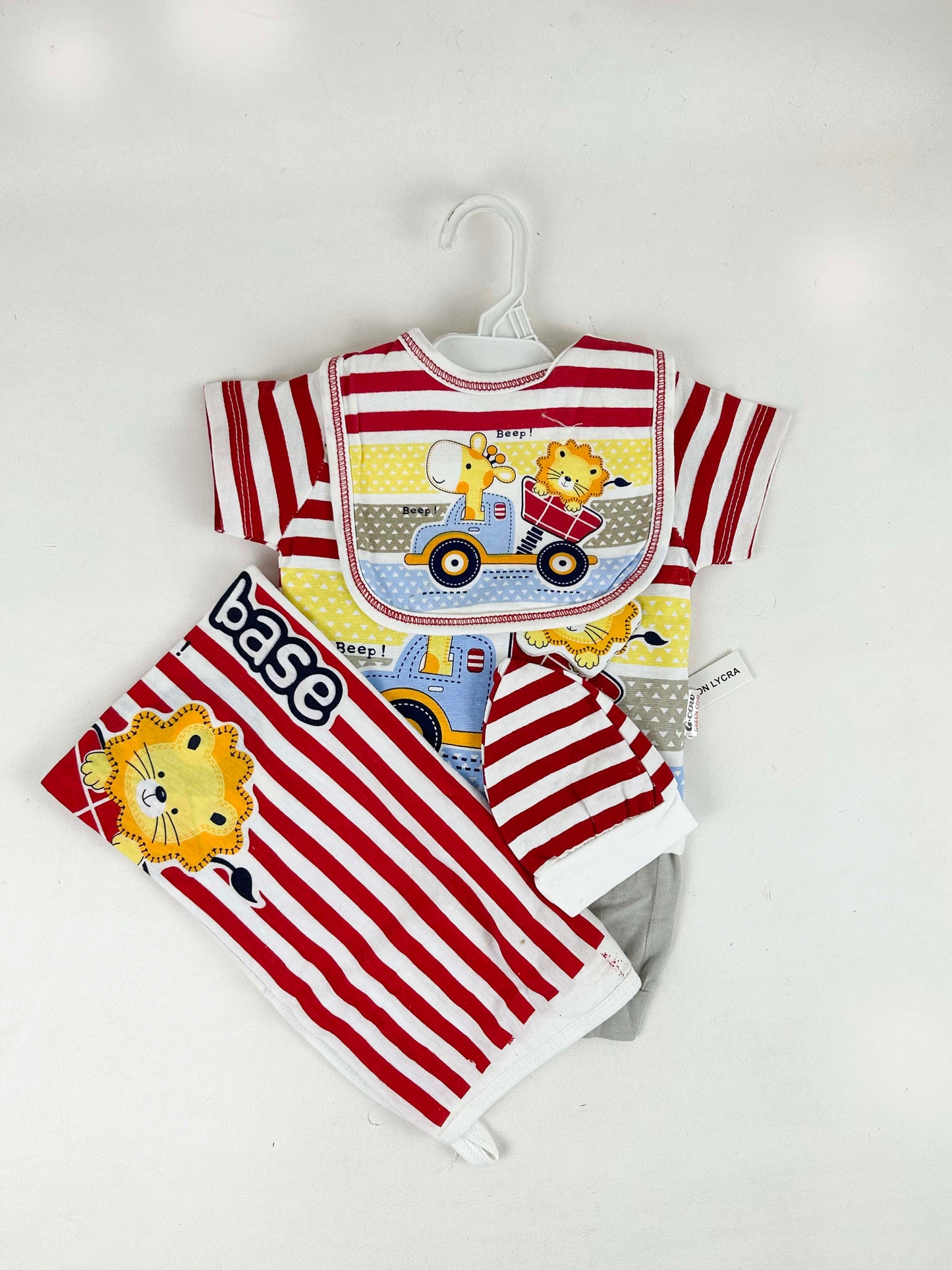0Mth - 3Mth Jungle Red 5Pcs Gift Set For Newborn HG NBGS191