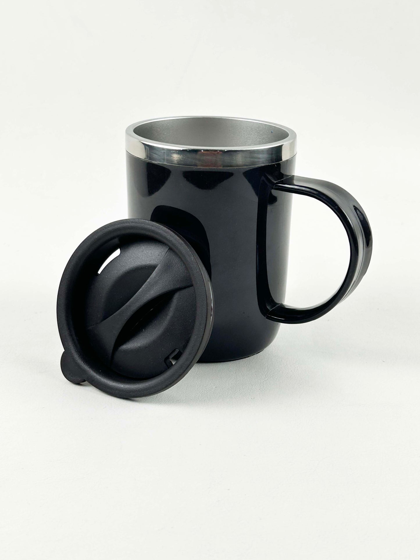 Black Stainless Steel Coffee Mug With Cap - 400ML CM20