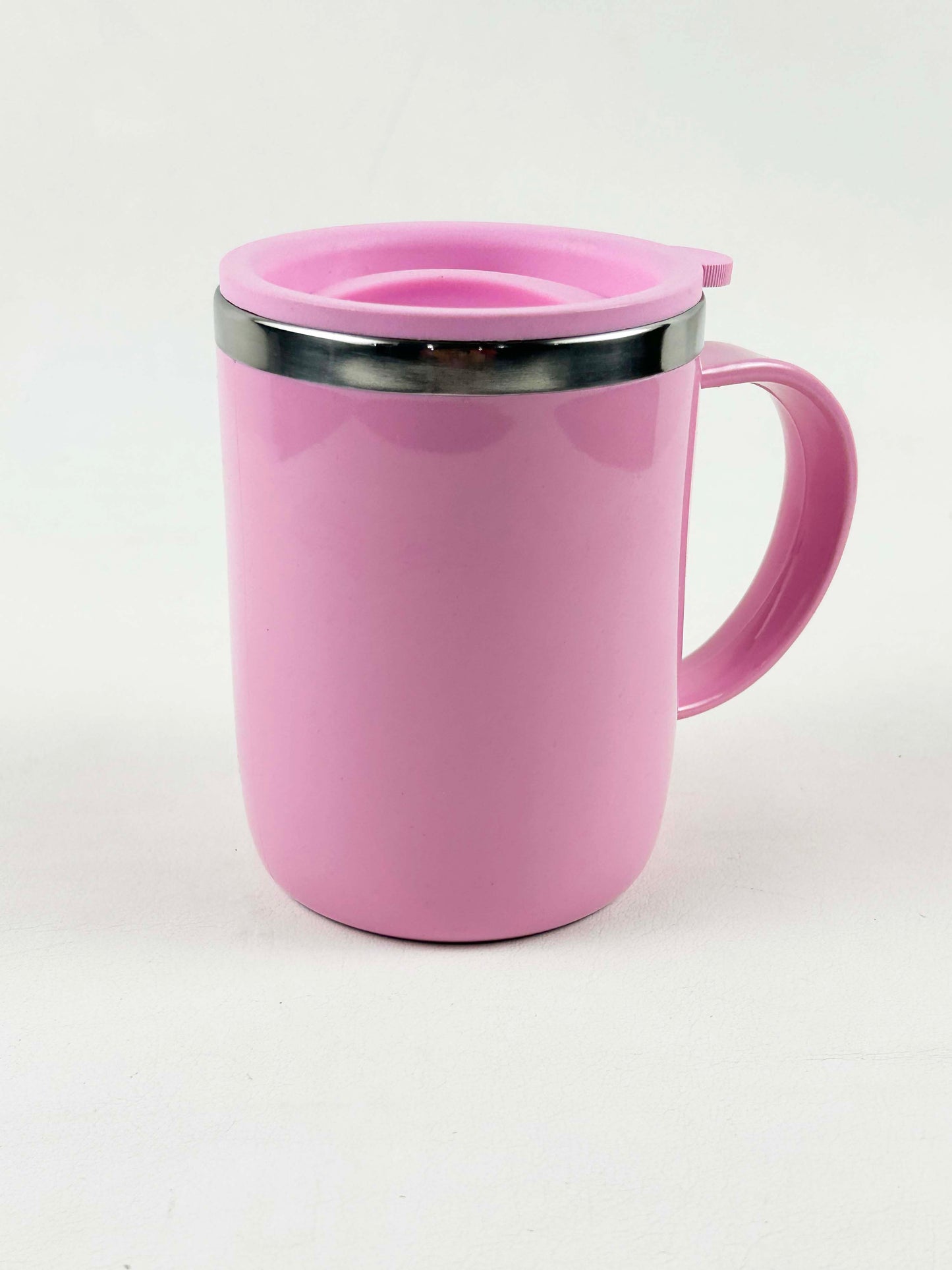Pink Stainless Steel Coffee Mug With Cap - 400ML CM21