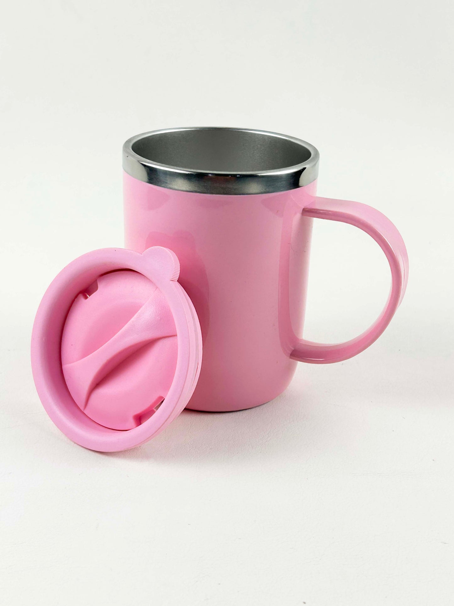 Pink Stainless Steel Coffee Mug With Cap - 400ML CM21