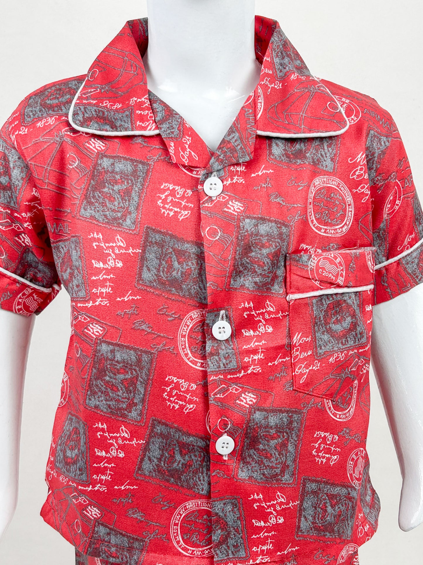 1Yrs - 5Yrs Printed Red Cotton Night Suit For Kids NG BNS09