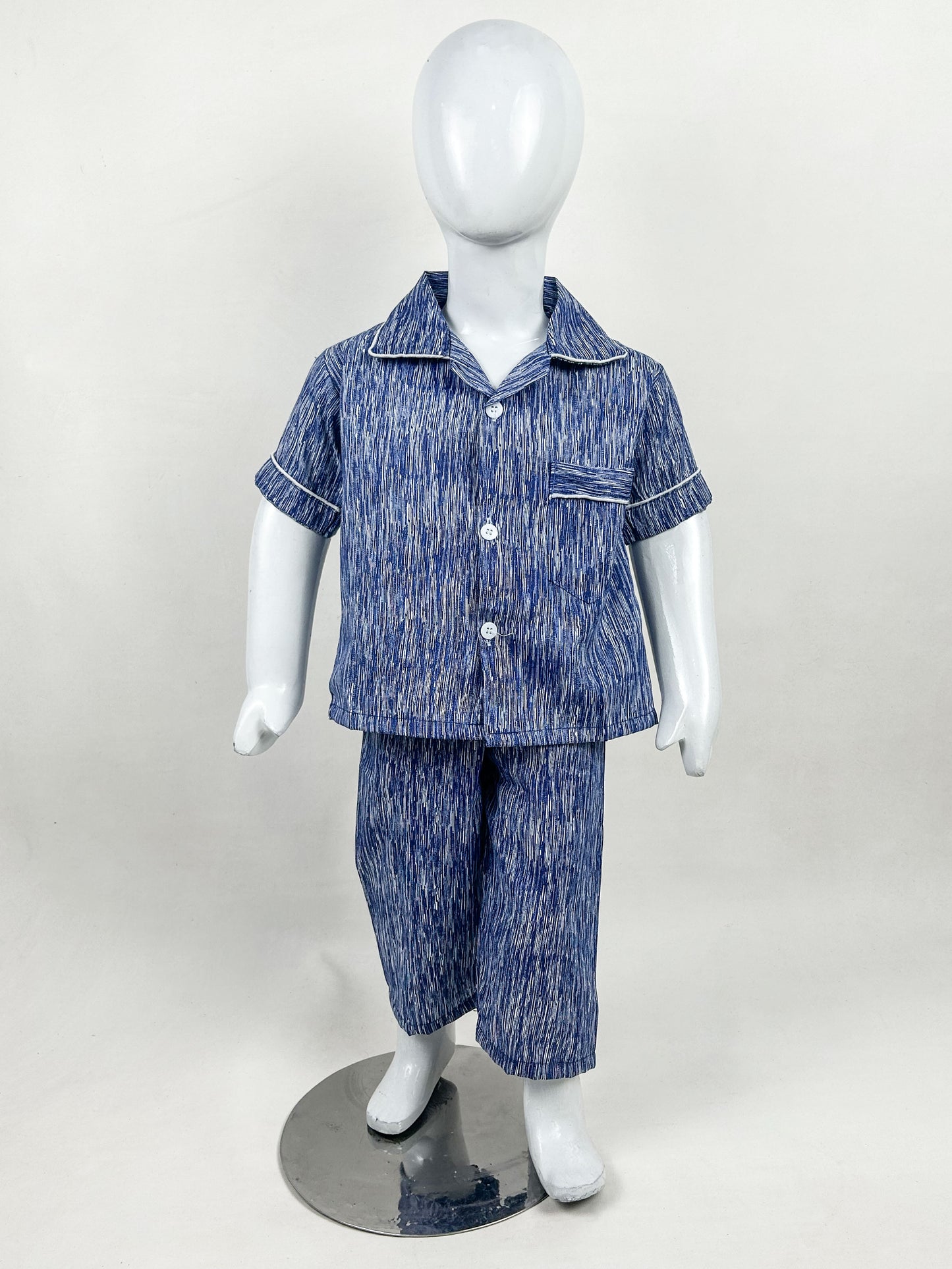 1Yrs - 5Yrs Textured Blue Cotton Night Suit For Kids NG BNS18