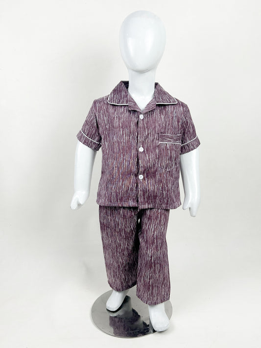 1Yrs - 5Yrs Textured Purple Cotton Night Suit For Kids NG BNS19